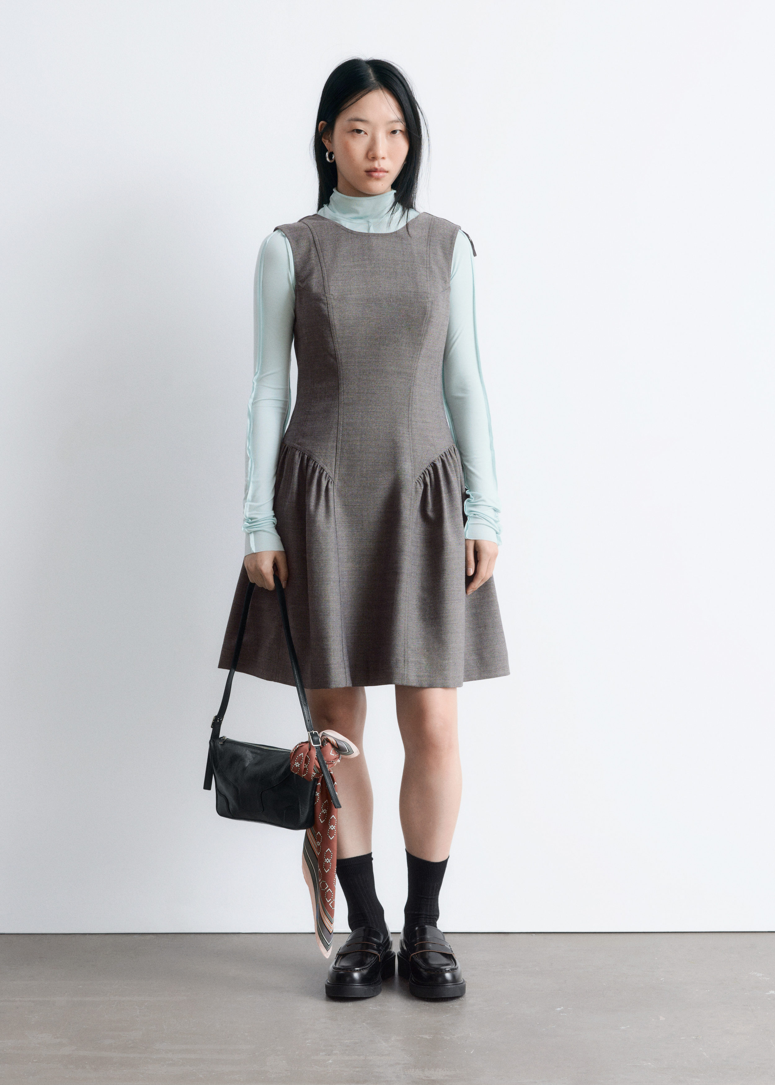 combination sleeveless flare dress uniqlo Boho A Line Chiffon Wedding Dress with Lace and Sleeves main image 1