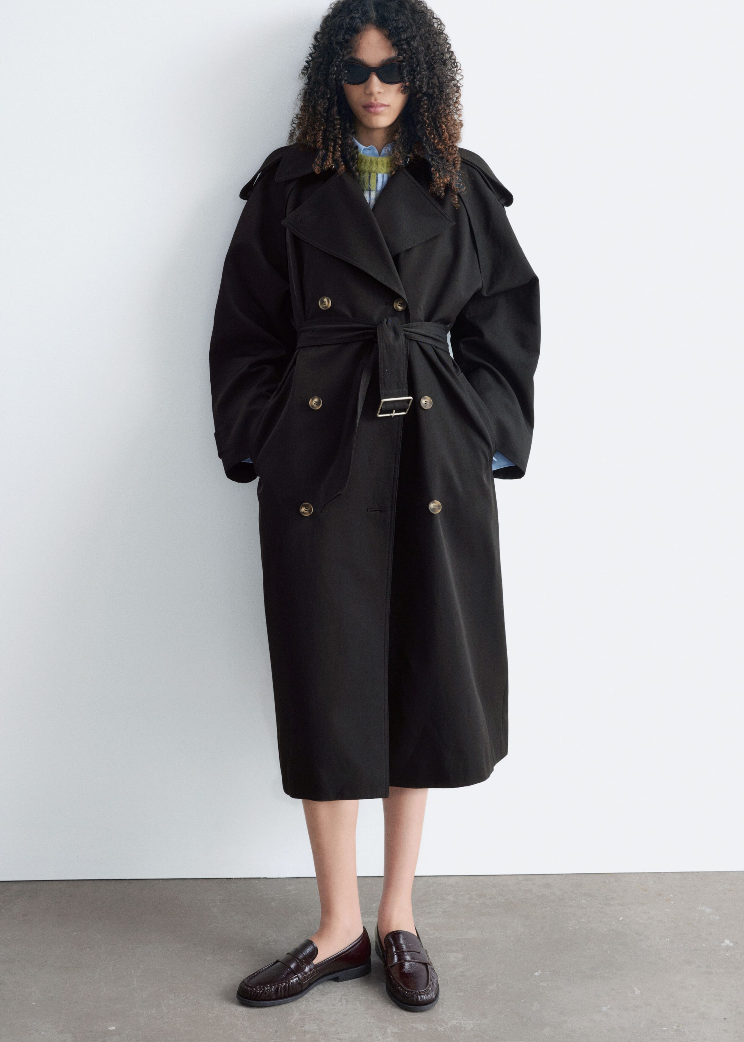 Relaxed Trench Coat - Black - Lookbook