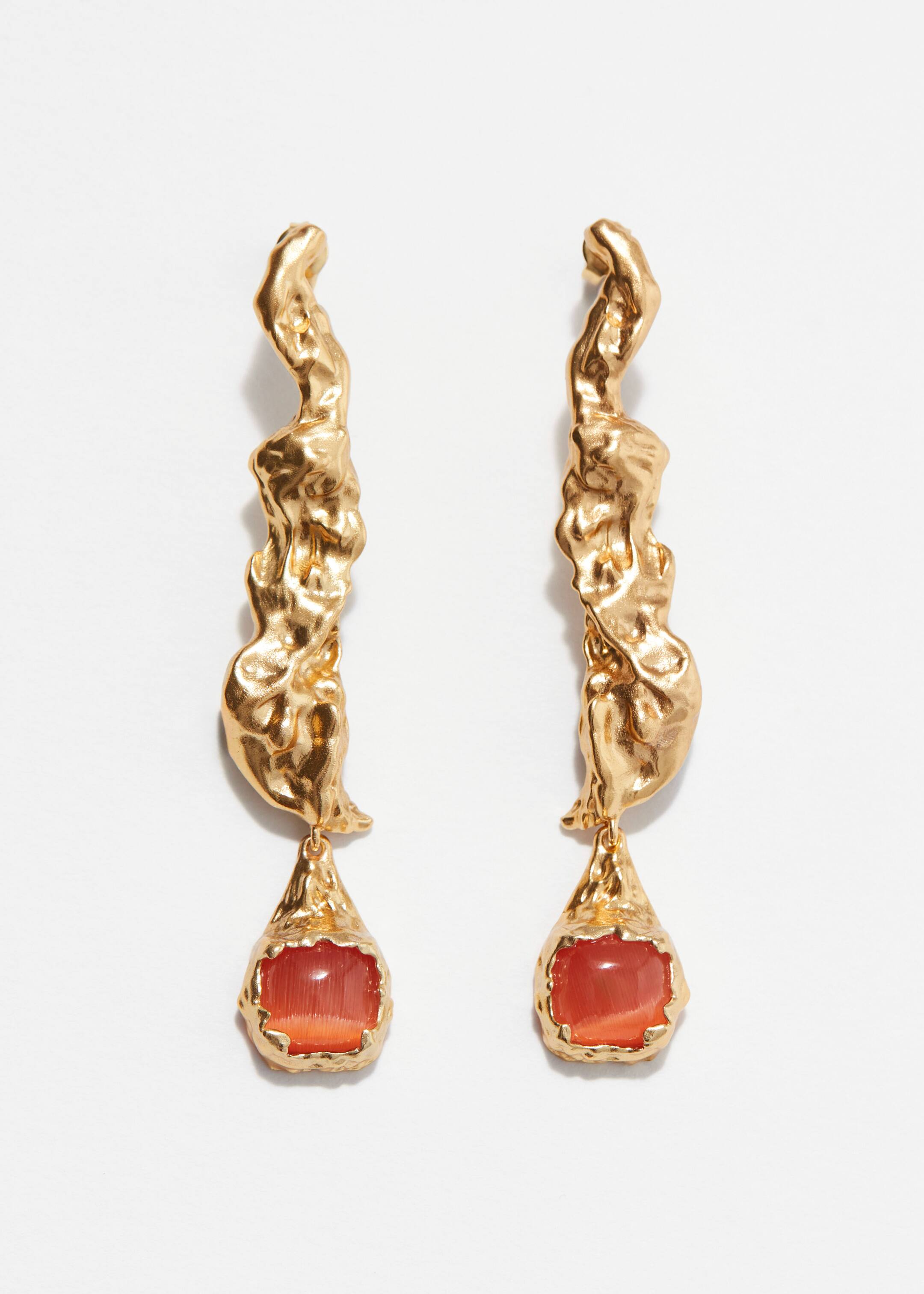Grösseres Bild ansehen: Lange Ohrhänger mit Kristallsteinen - Gold/Orange - DAMEN | H&M CH 2