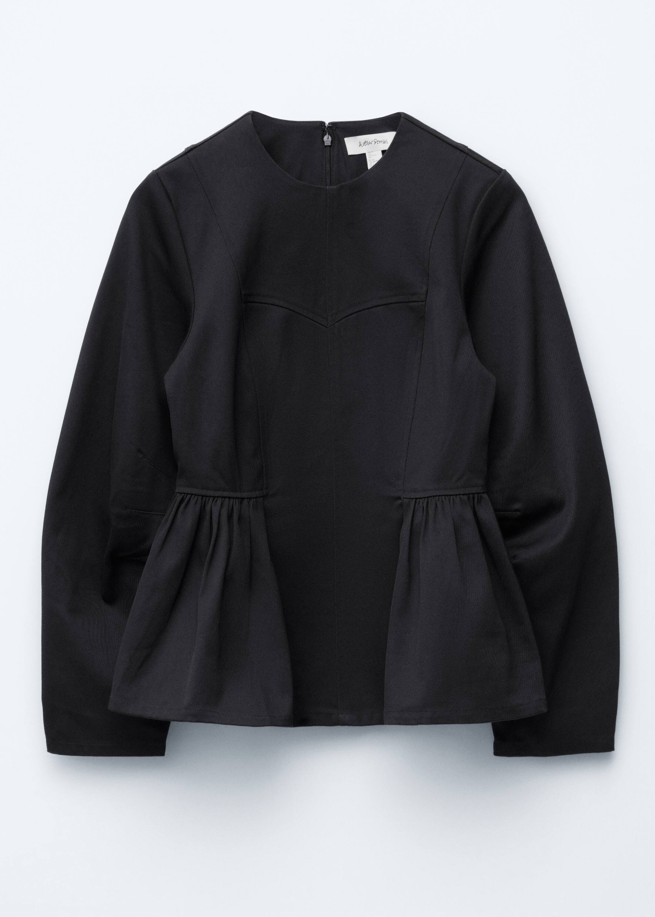 Näytä suurempi kuva: Puuvillapusero peplum-helmalla - Musta - NAISET | H&M FI 7