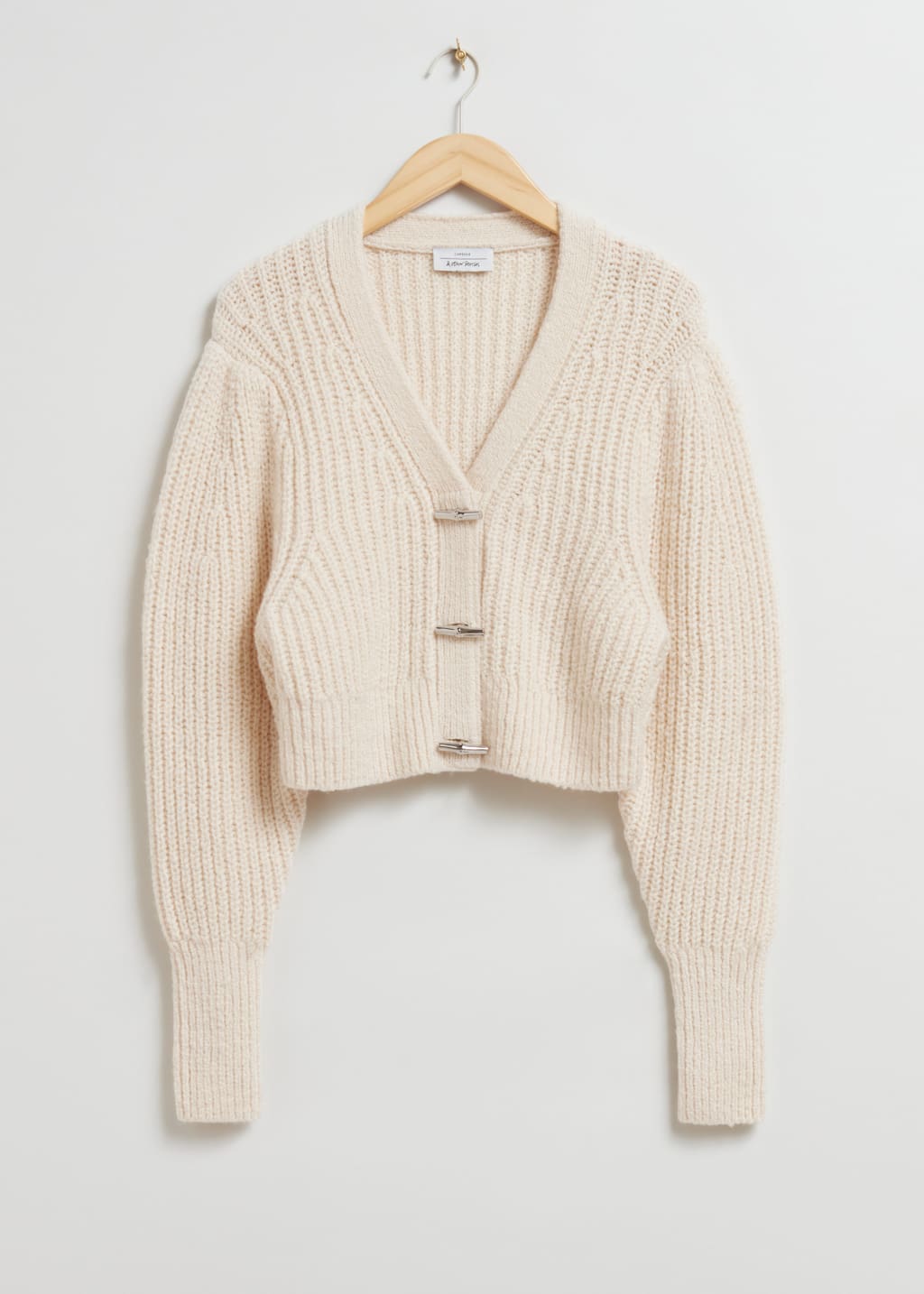 Metal-Closure Cardigan - Grey - Still Life