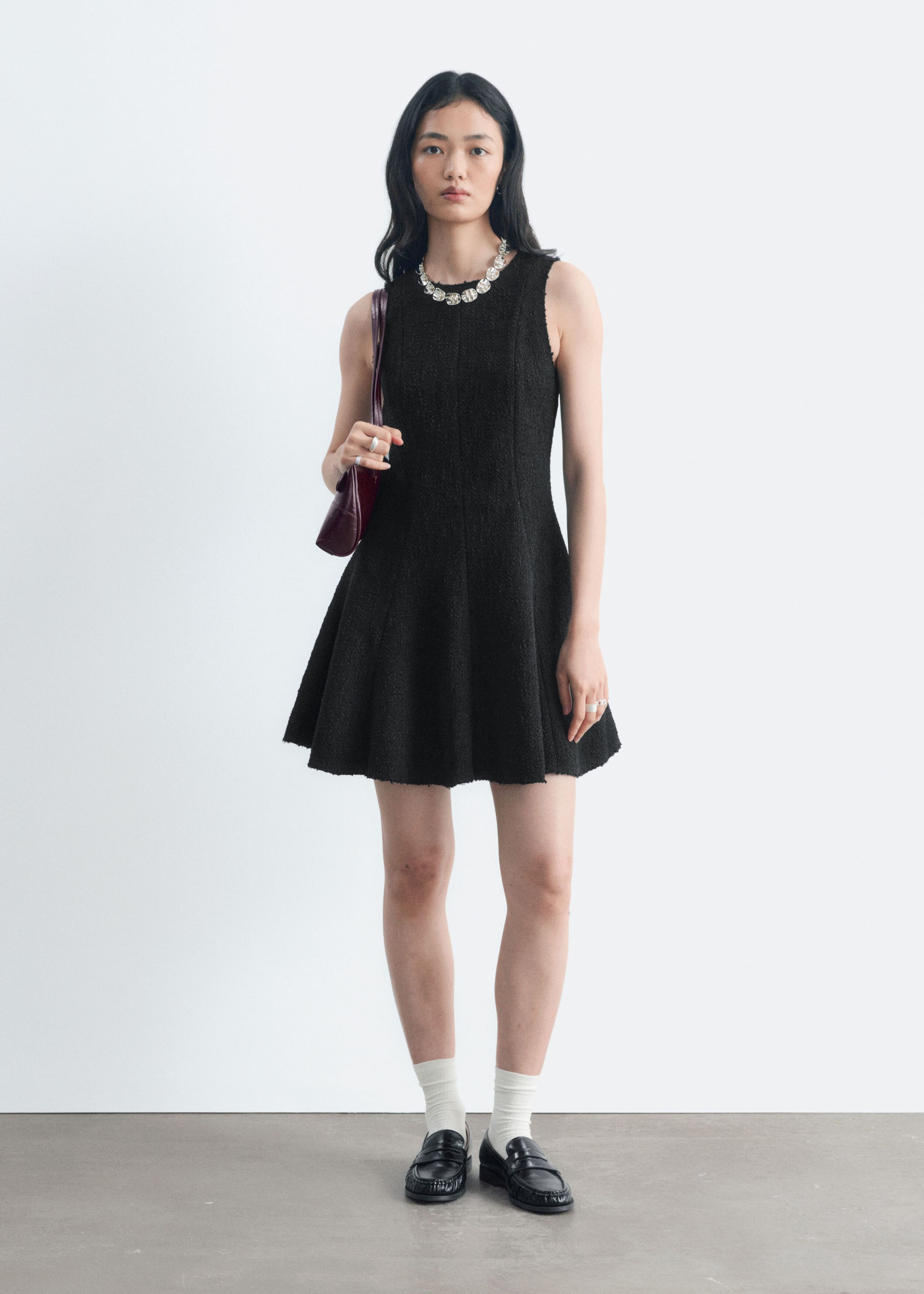 Raw-Edge Mini Dress - Black - Lookbook