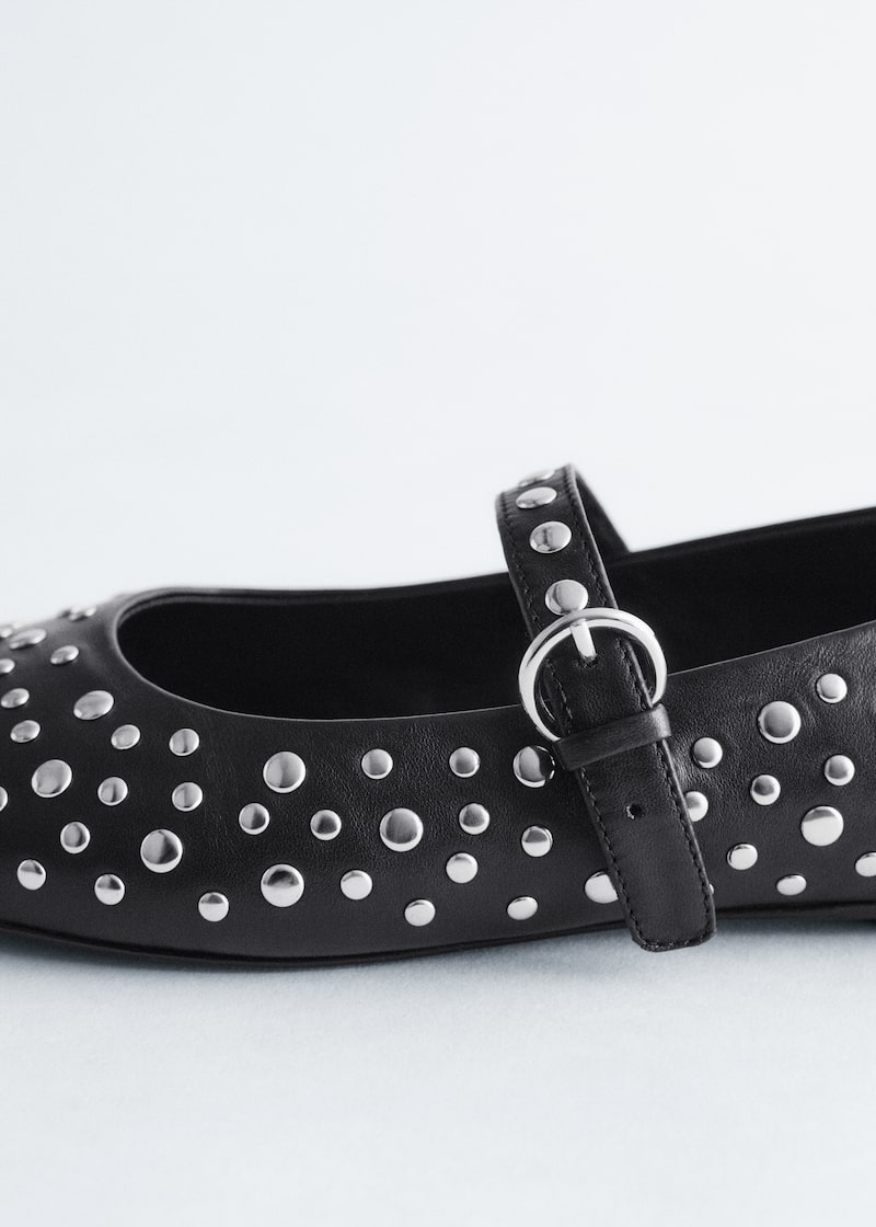 Leren ballerina's met studs Zwart DAMES H&M NL
