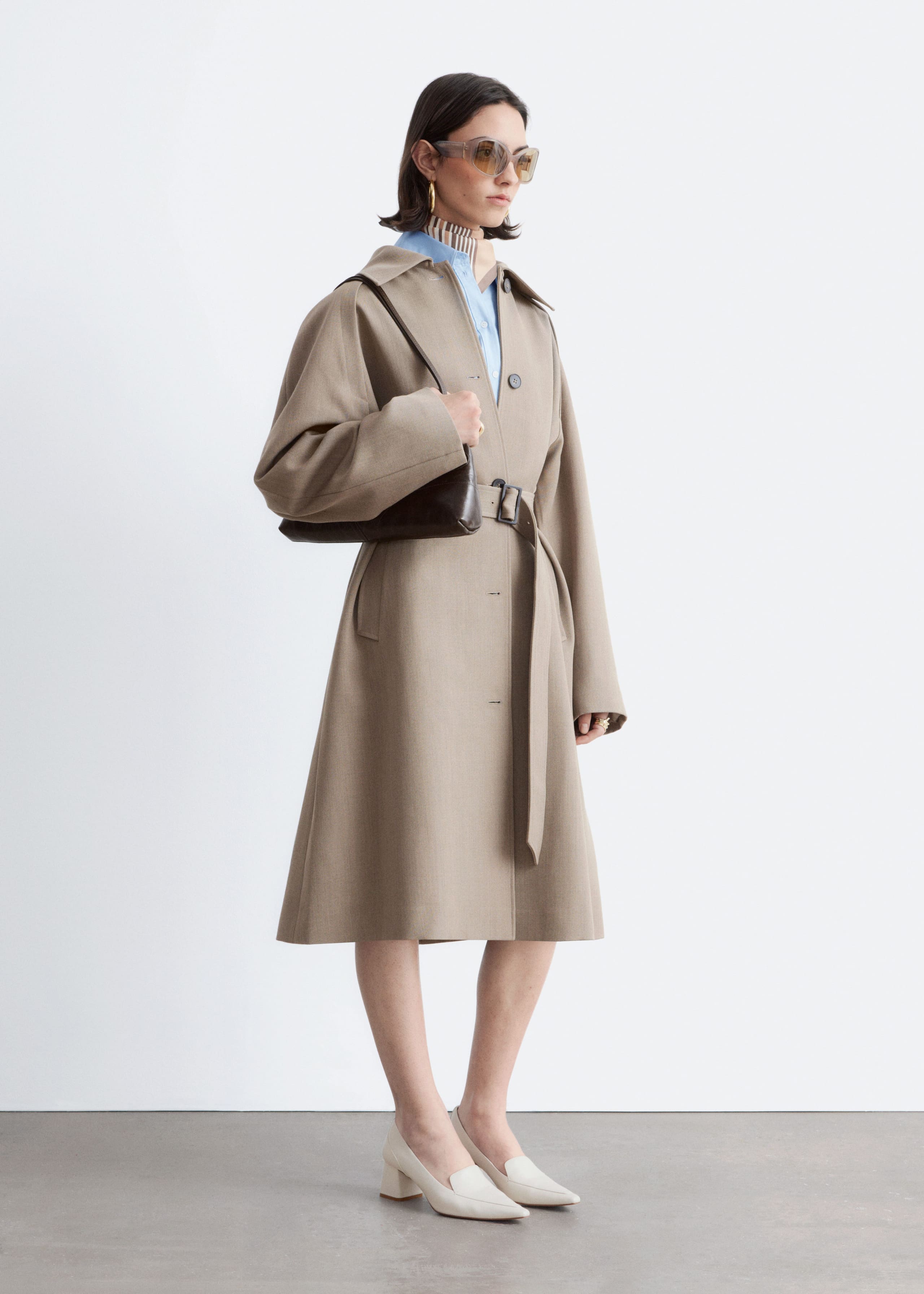 Image of Trenchcoat aus Wolle mit Bindegürtel