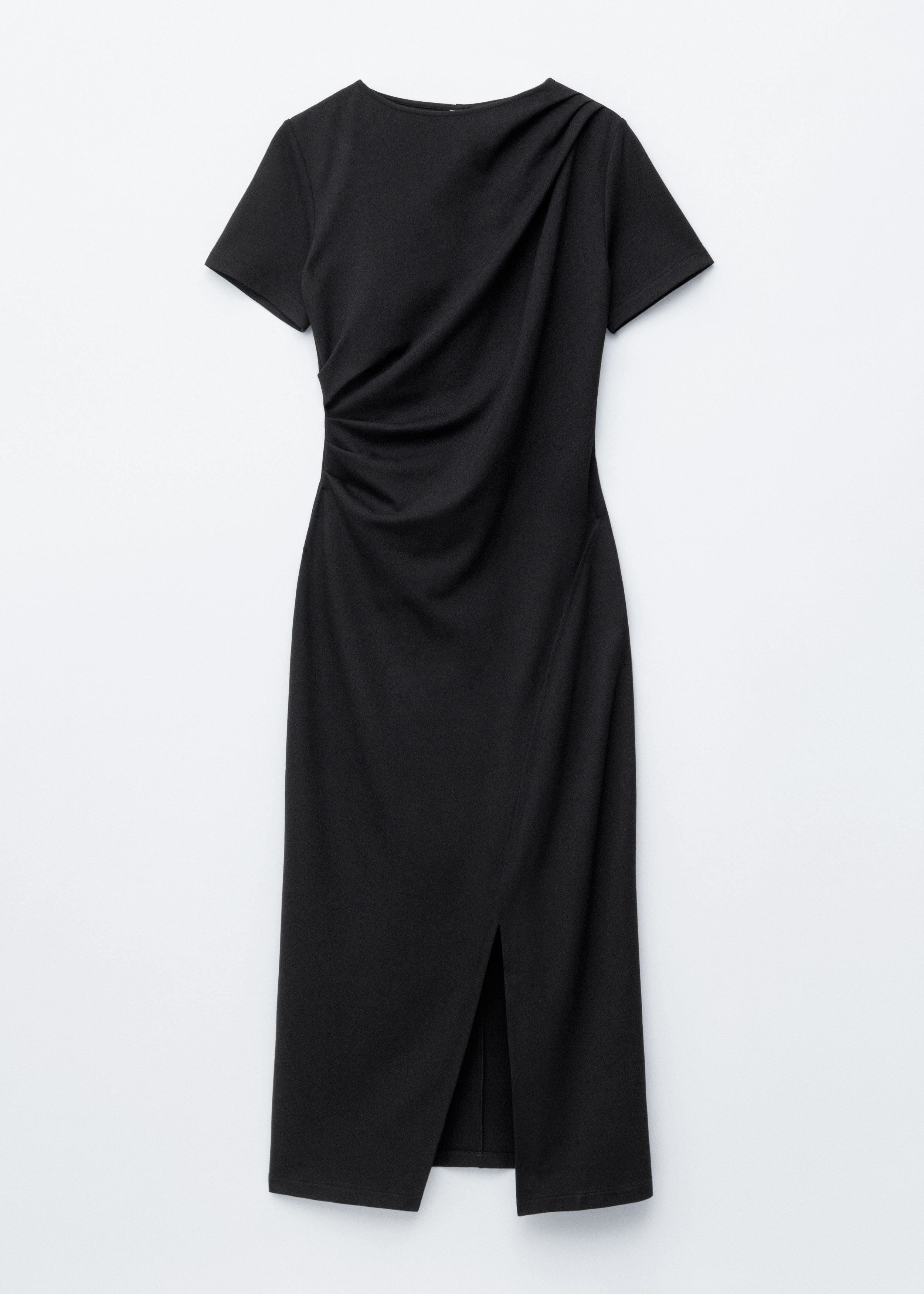 Draped Short-Sleeve Midi Dress