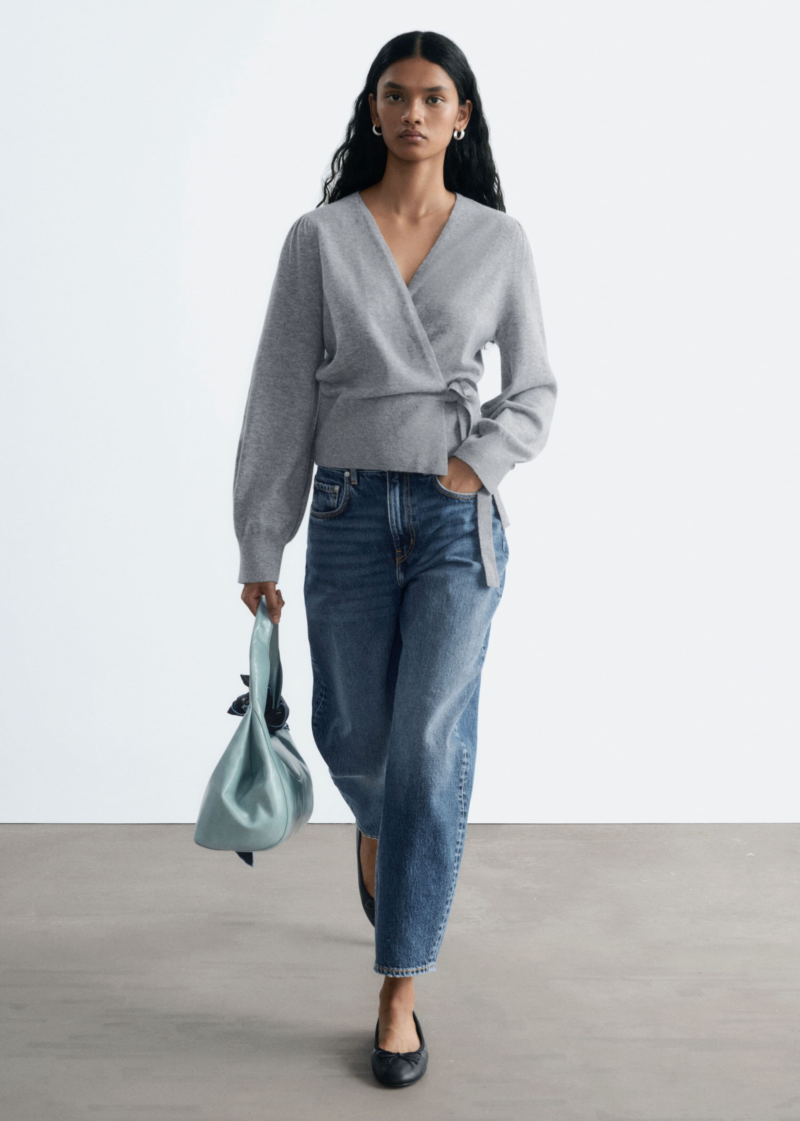 Merino Wool Wrap Cardigan - Grey Melange - Still Life