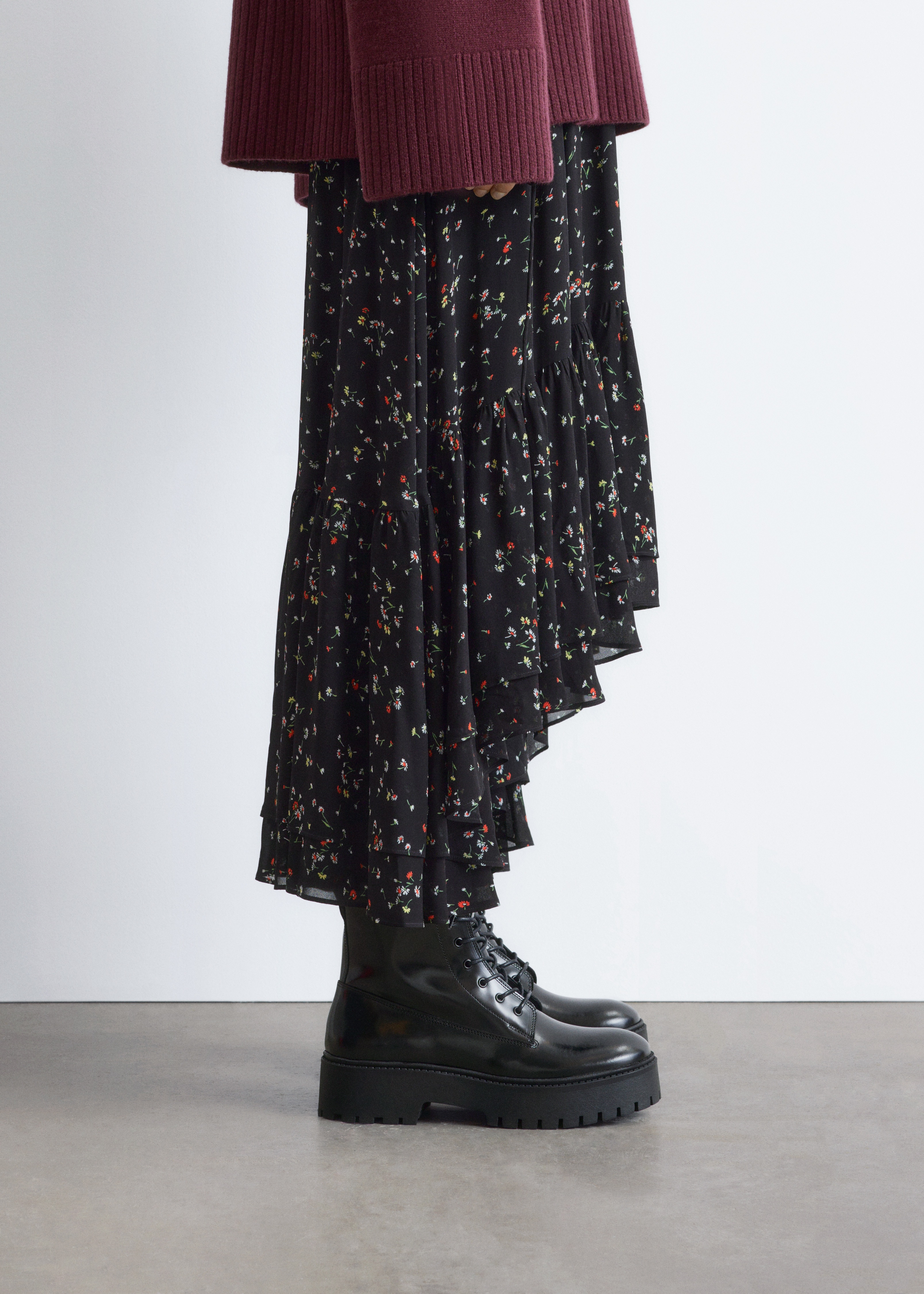 Leren veterlaarzen - Zwart/Bruin