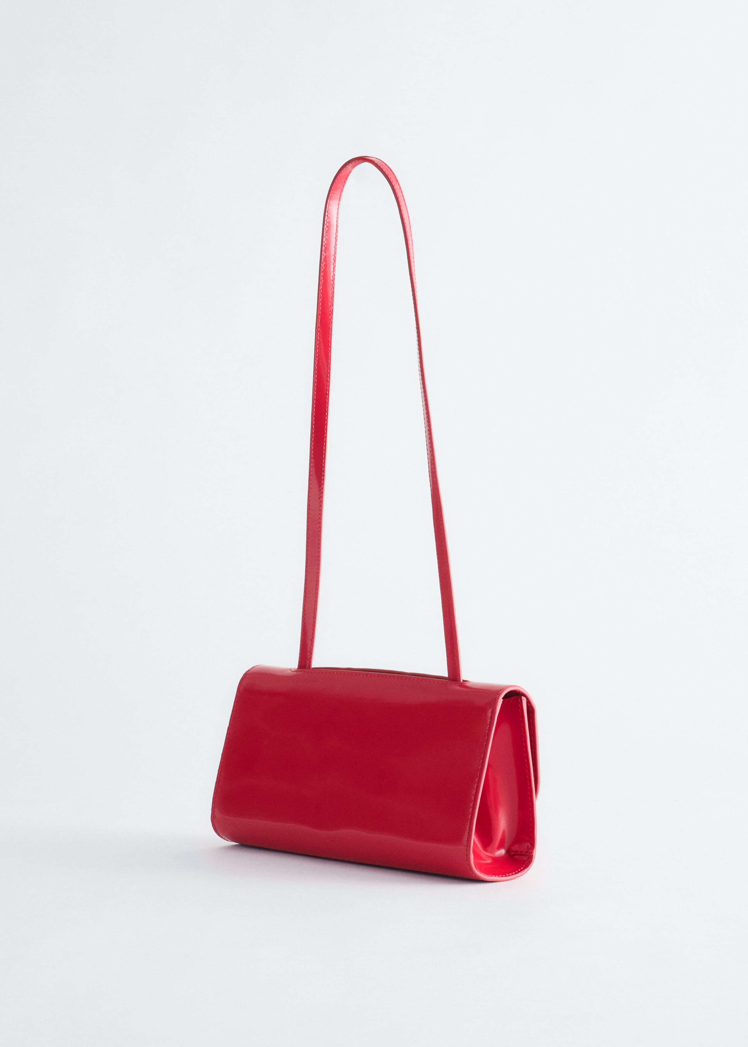 Croc-Effect Leather Shoulder Bag - Red - Still Life