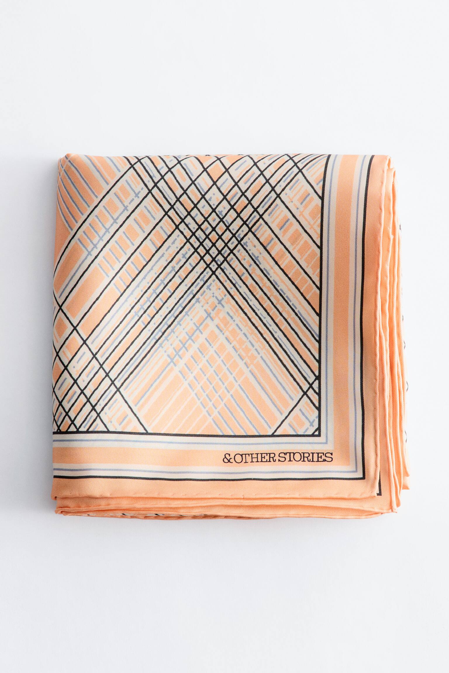 Foulard en soie imprimée - Abricot/Turquoise clair/Jaune