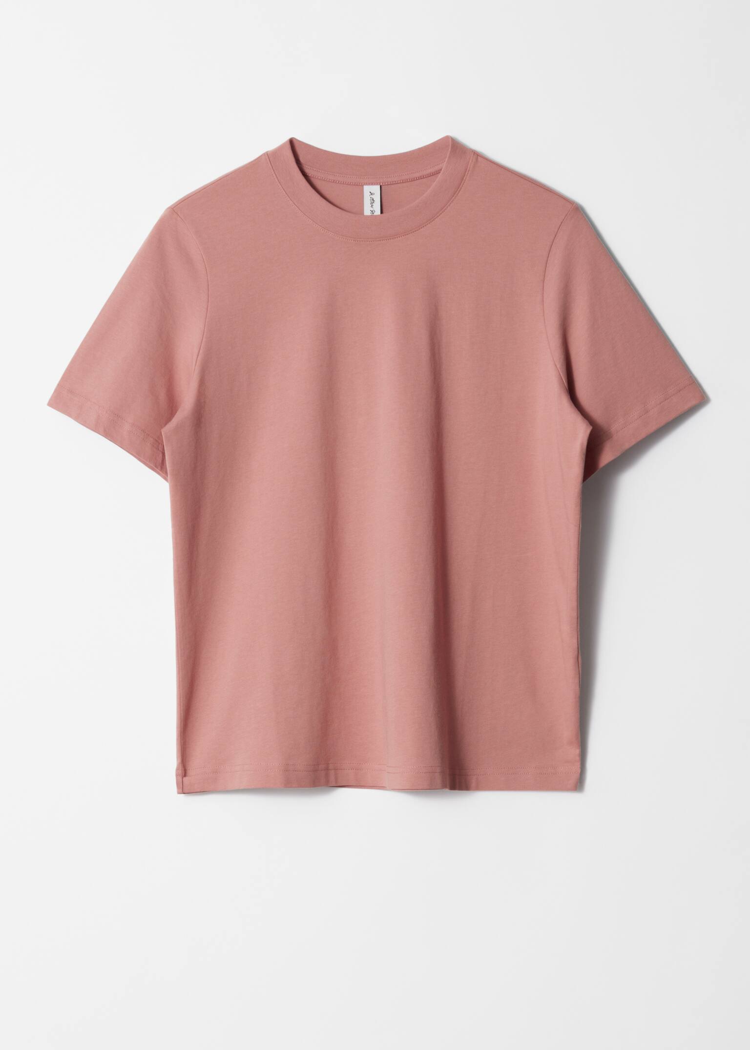 T-shirt à col ras du cou - Rose poudré/Gris chiné foncé/Vert clair/Rouge/Taupe/Beige/Blanc/Bleu poudré/Noir/Marron foncé/Rose - 2