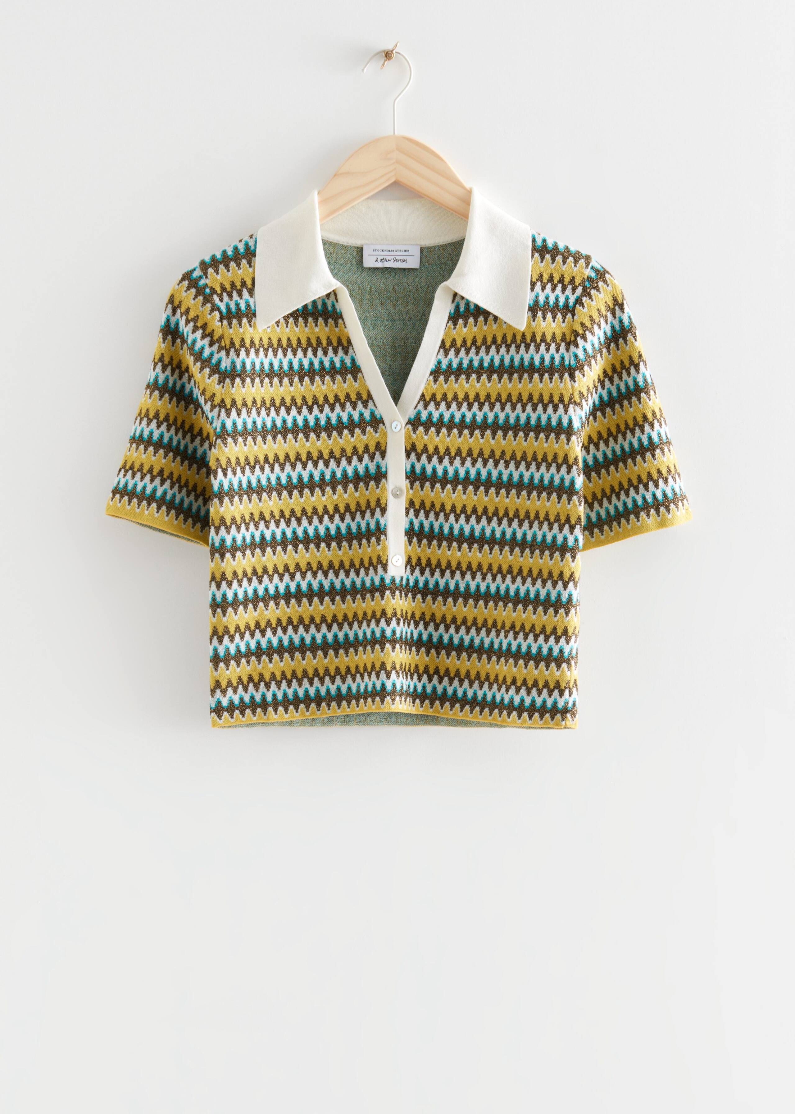 Collared Rib Top - Yellow/White/Black - Still Life