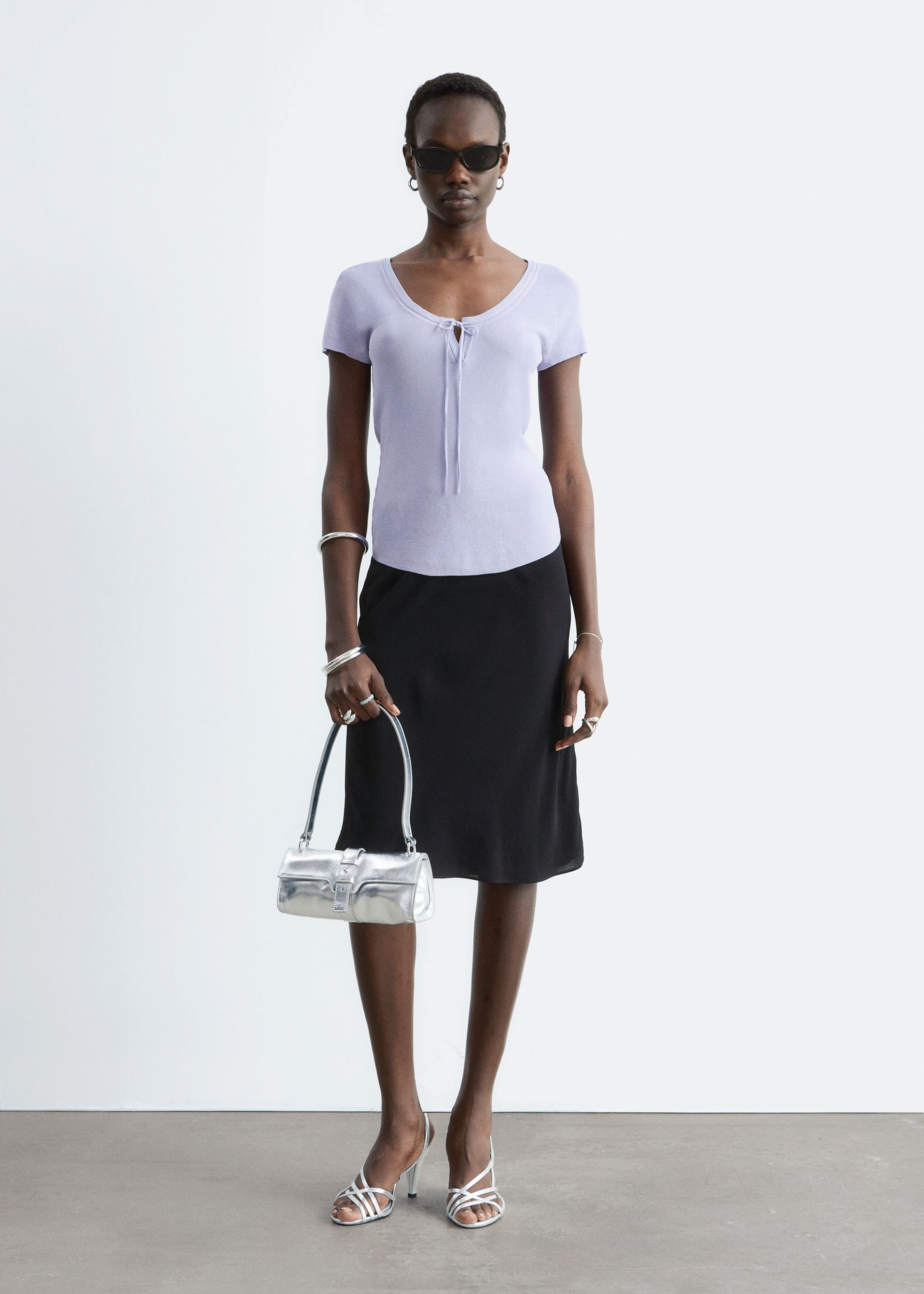 Image of Knee-Length Slip Skirt