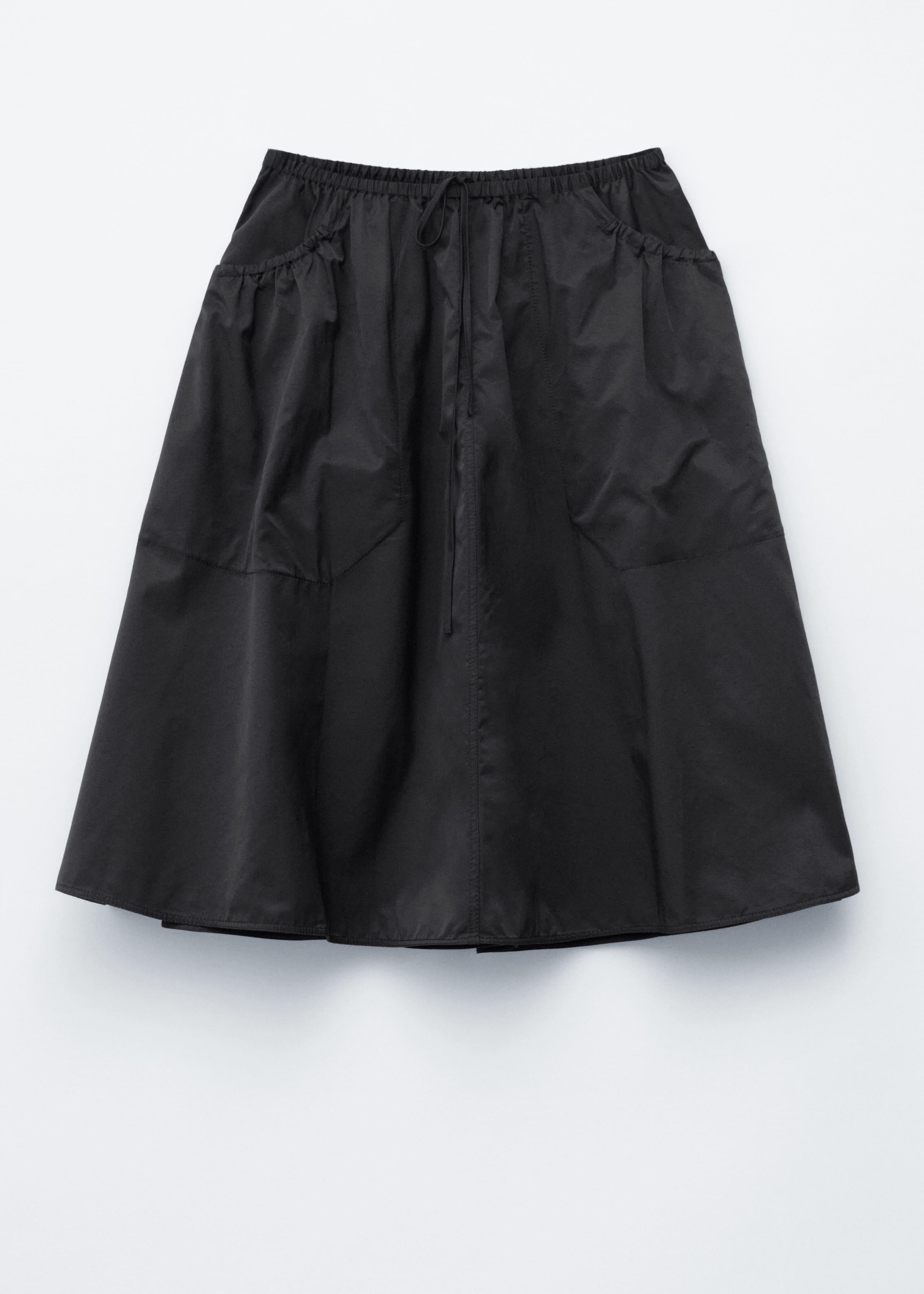 Image of Gathered Twill Midi Skirt