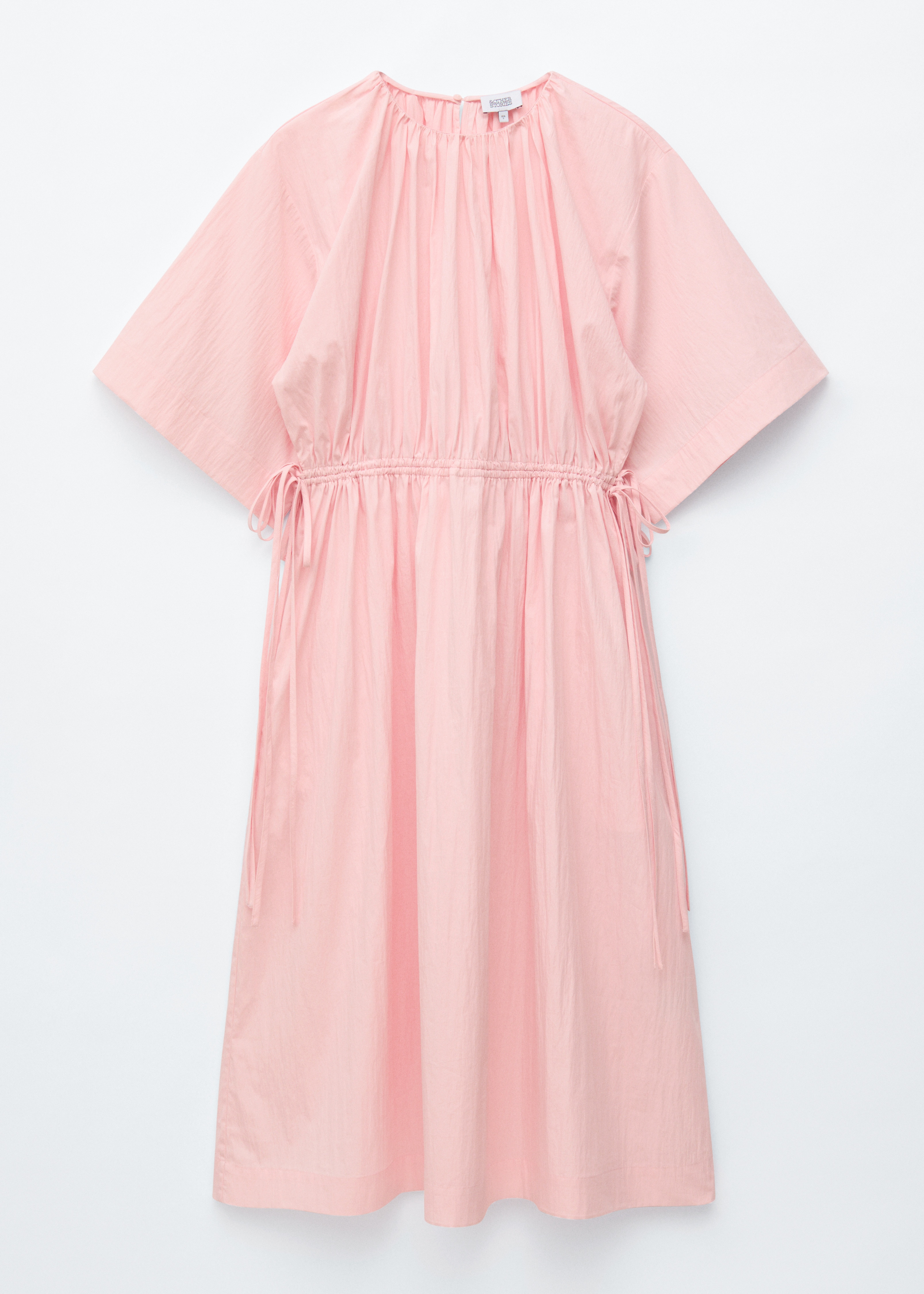 Drawstring Midi Dress - Pink/Beige