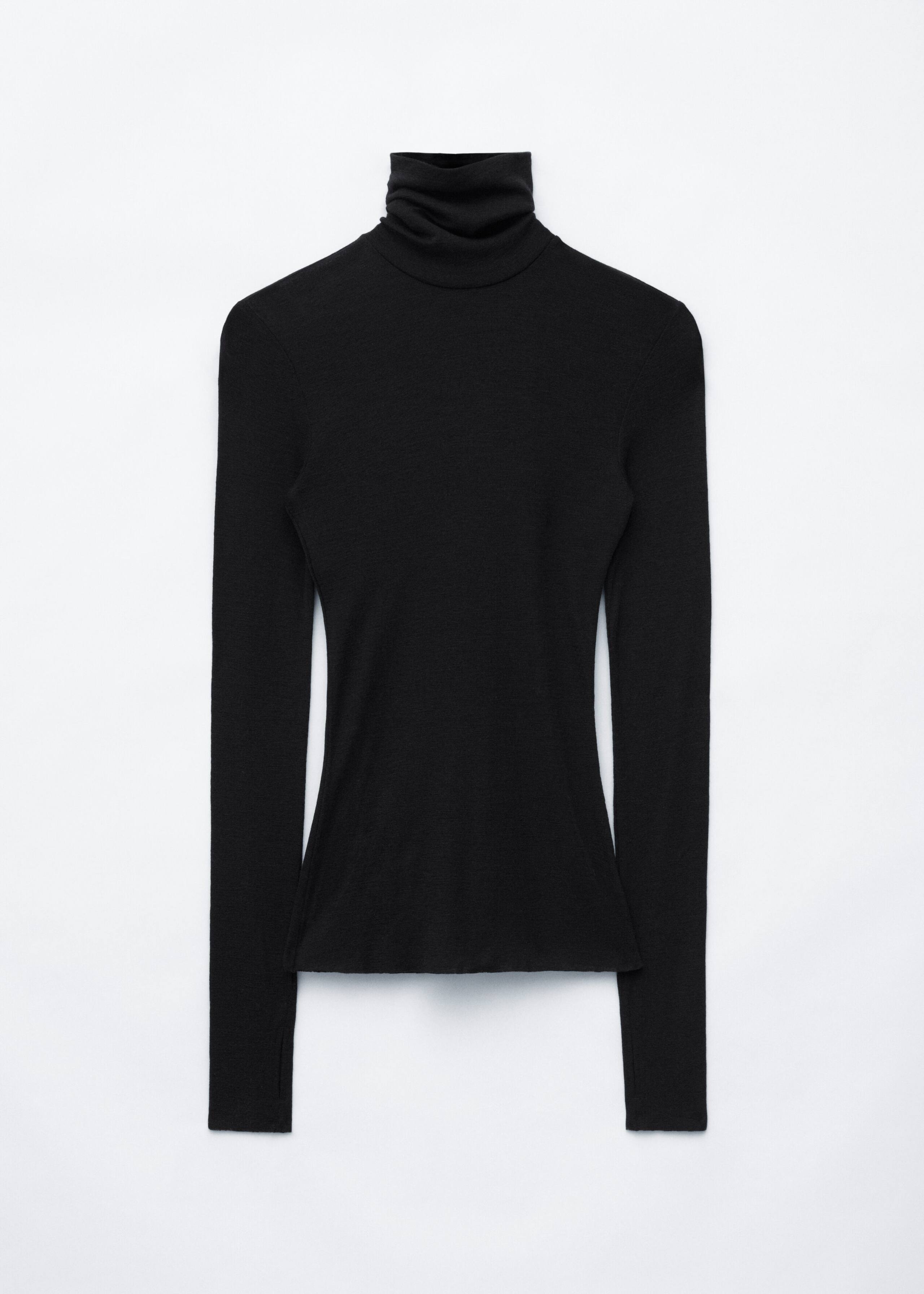 Wool Turtleneck Top - Black - Still Life