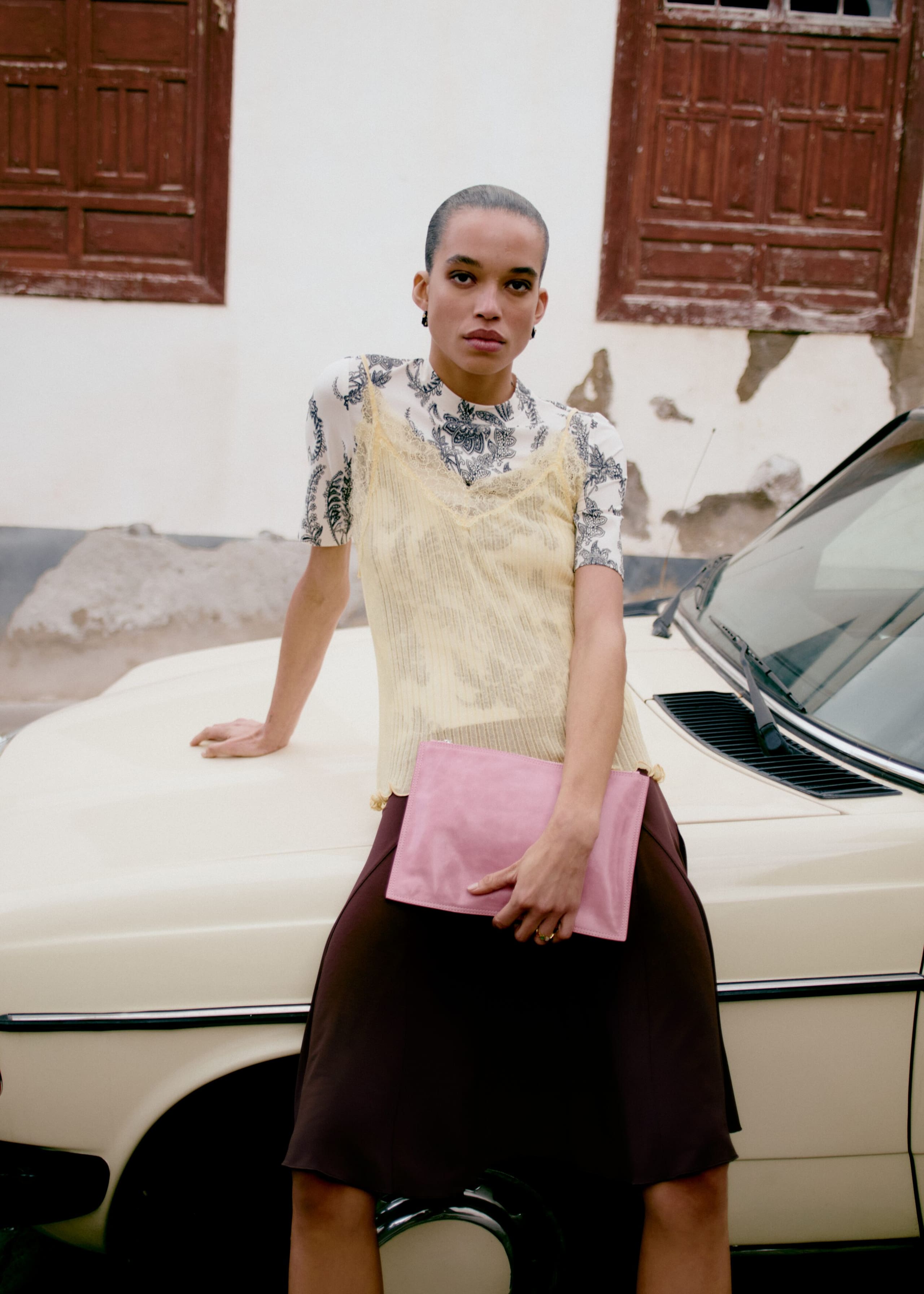 Image of Rib-Knit Lace Camisole