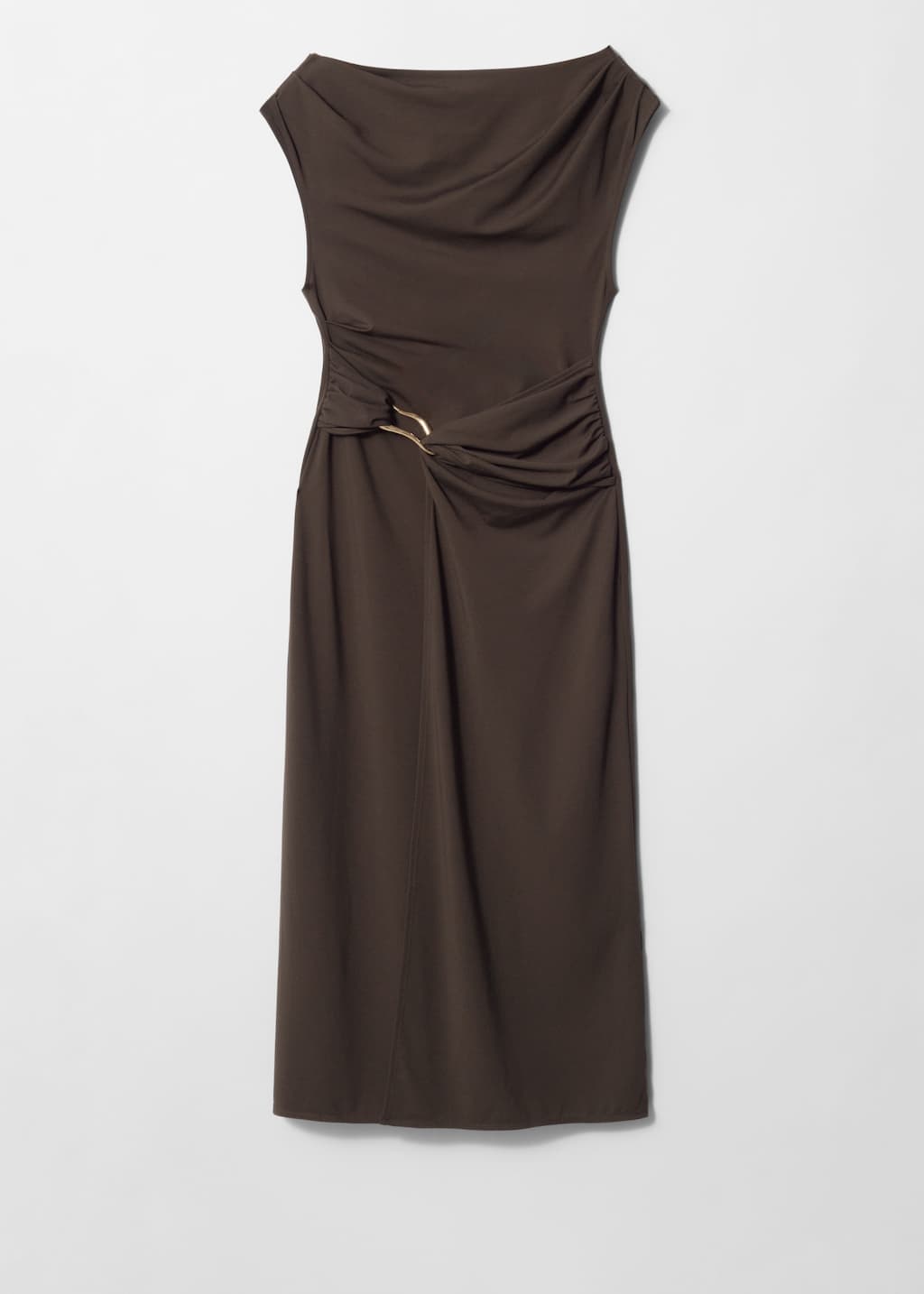 Robe midi drapée - Marron foncé - Still Life
