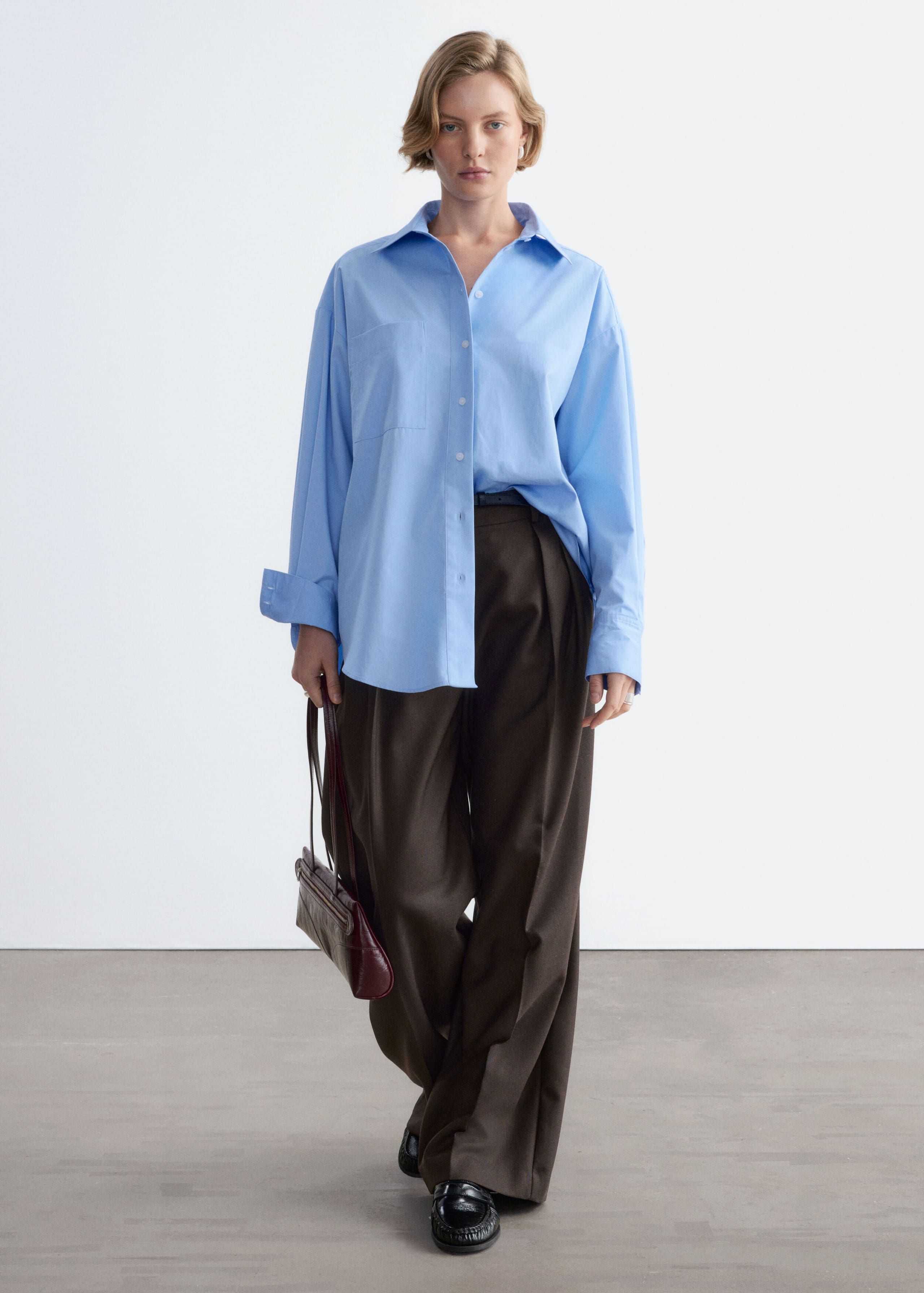 Pantaloni sartoriali in misto lana - Marrone scuro - Lookbook
