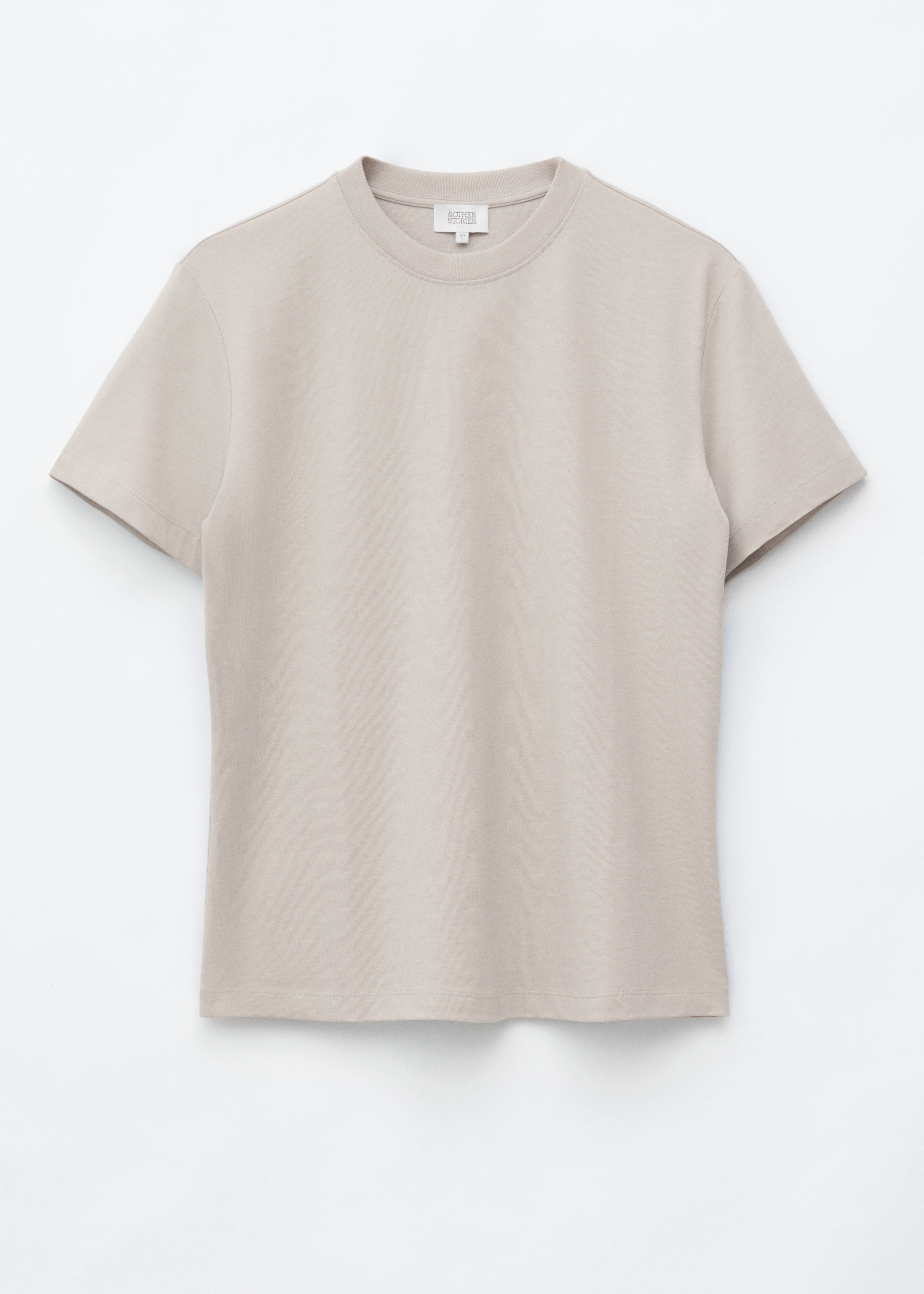 T-shirt van katoen met ronde hals - Licht taupe/Wit/Grijs gemêleerd/Donkerbruin/Bruin/Marineblauwe/witte strepen/Zwart/Roze/Lichtroze/Roze/bruine strepen/Lichtblauw/Geel