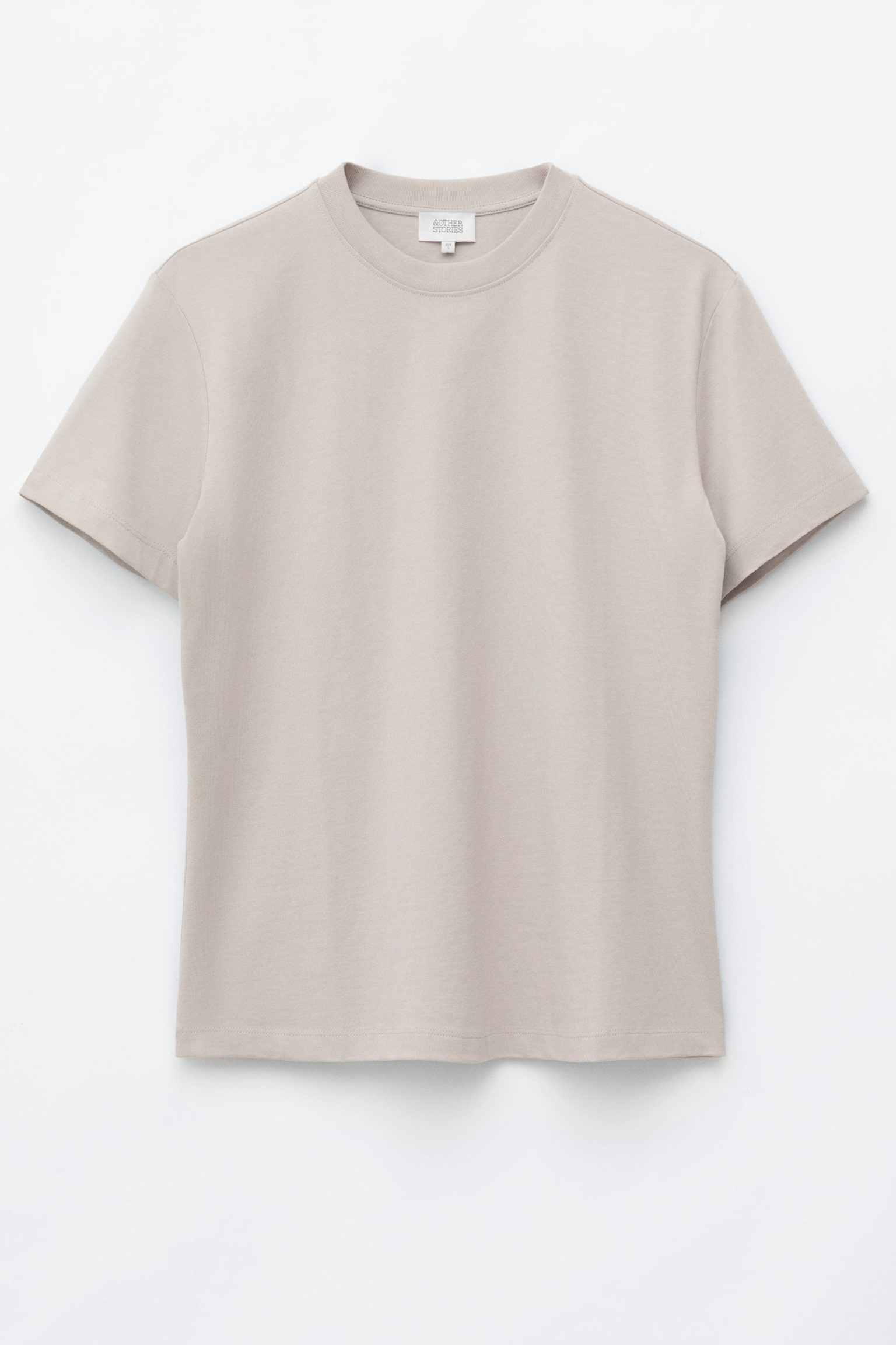 Bawełniany T-shirt z okrągłym dekoltem - Jasnoszary/Różowy/Biały/Waniliowy/Ciemnobrązowy/Czarny/Szary melanż/Brązowy/Granatowy/Białe paski/Jasnoniebieski/Różowy/Brązowe paski/Jasnoróżowy/Żółty/Liliowy - 1