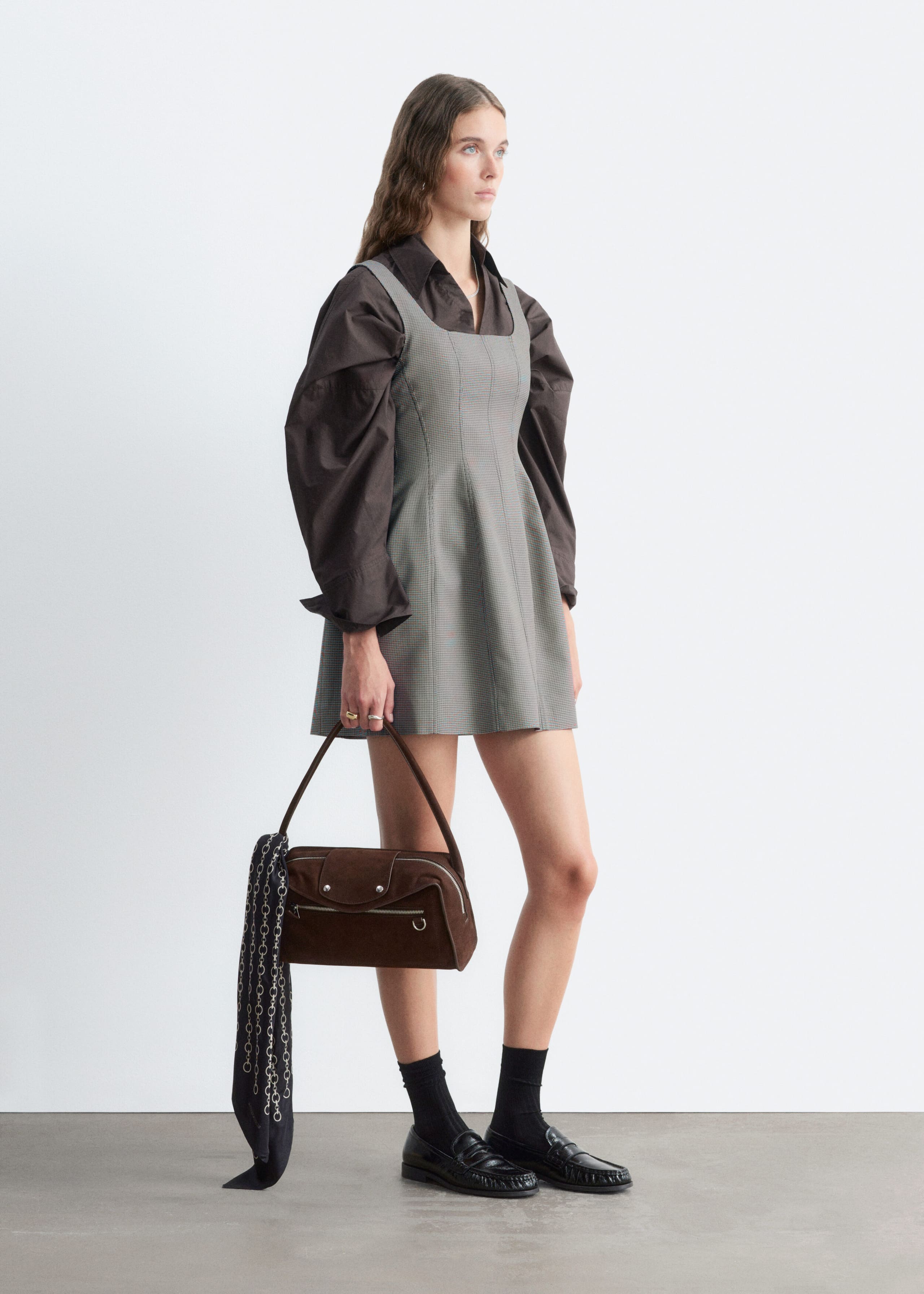Korte korsetjurk - Grijs/geruit - Lookbook