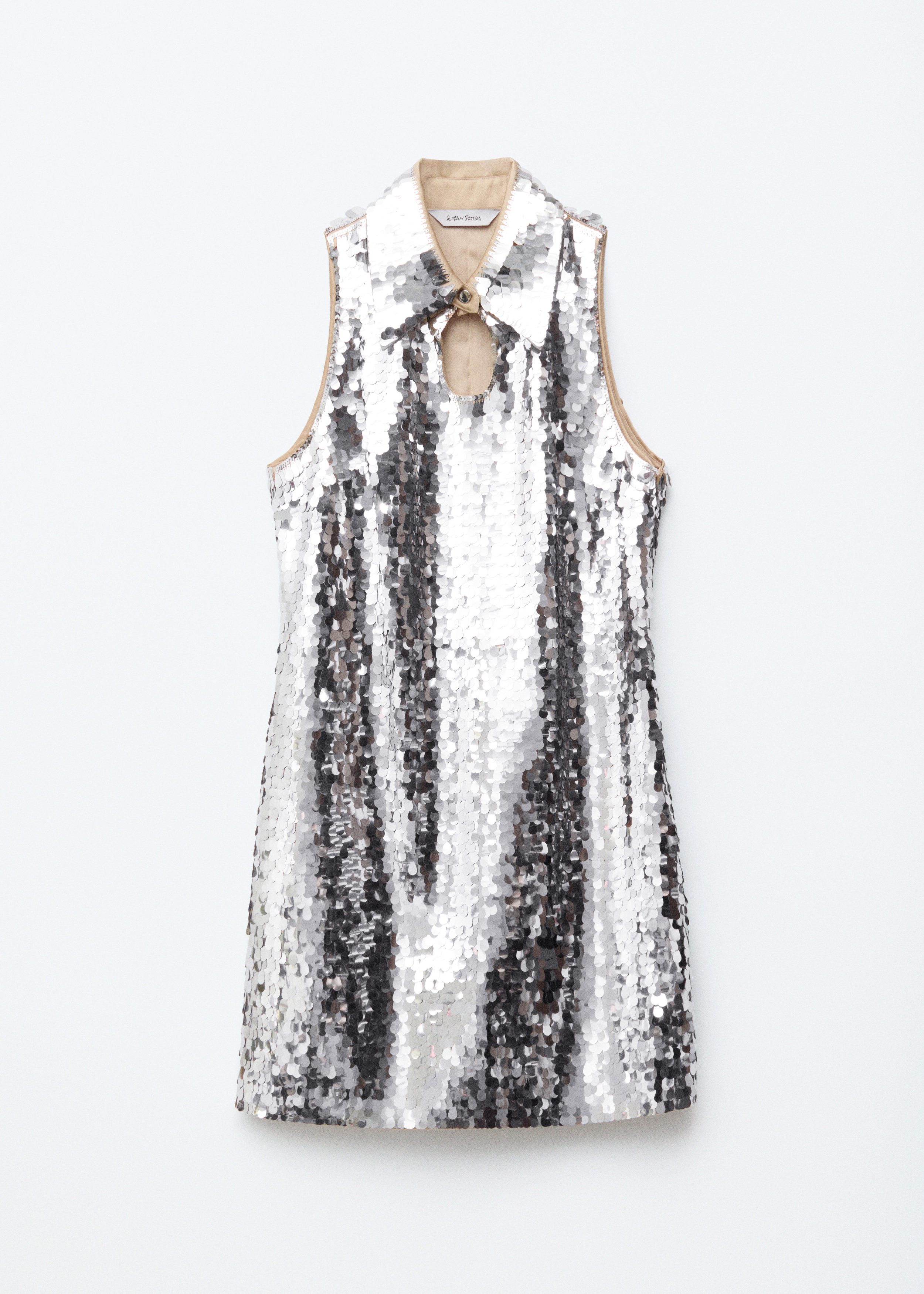 Keyhole-Collar Sequin Mini Dress