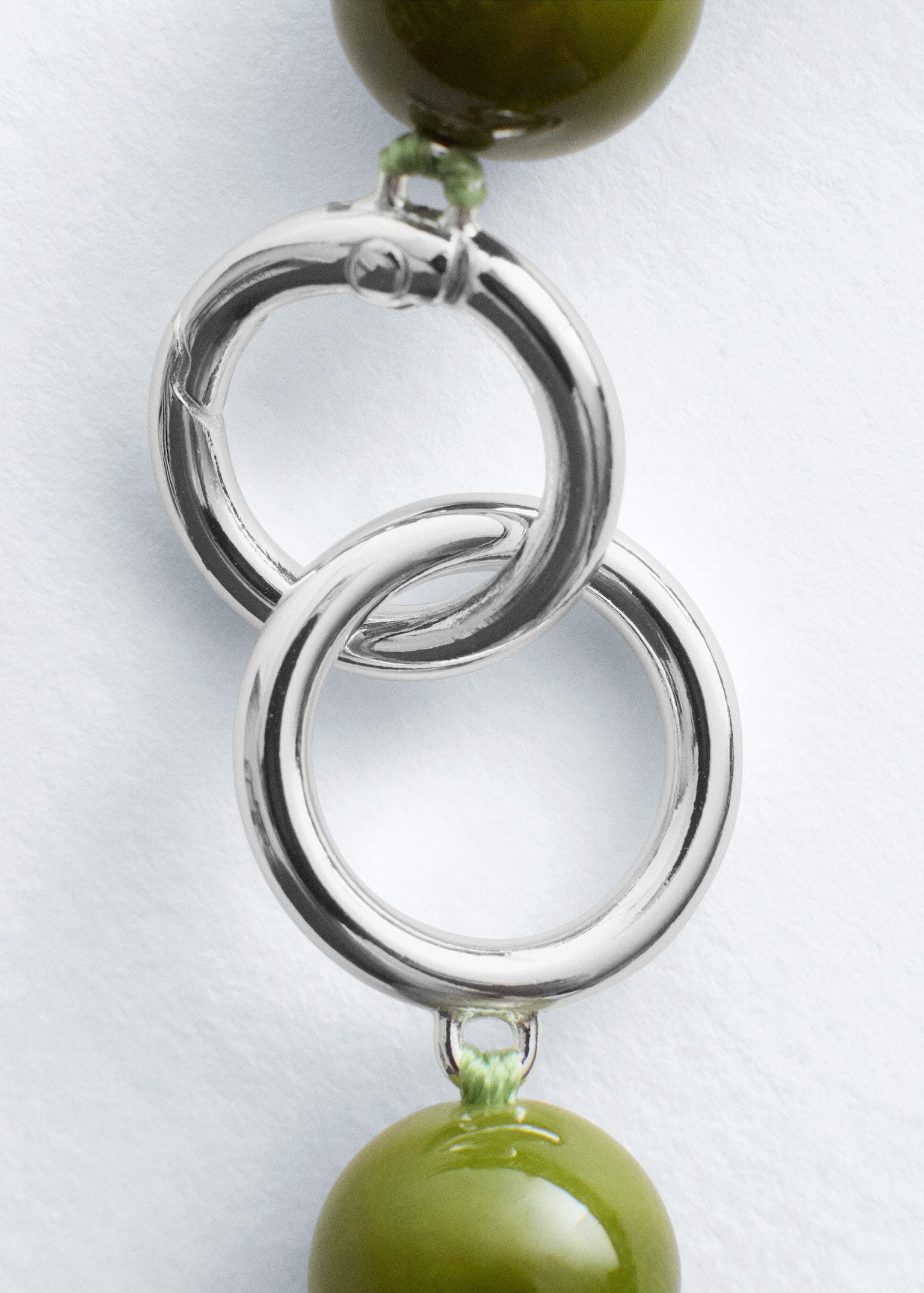Collana corta con perle di pietra - Verde/Nero - 4