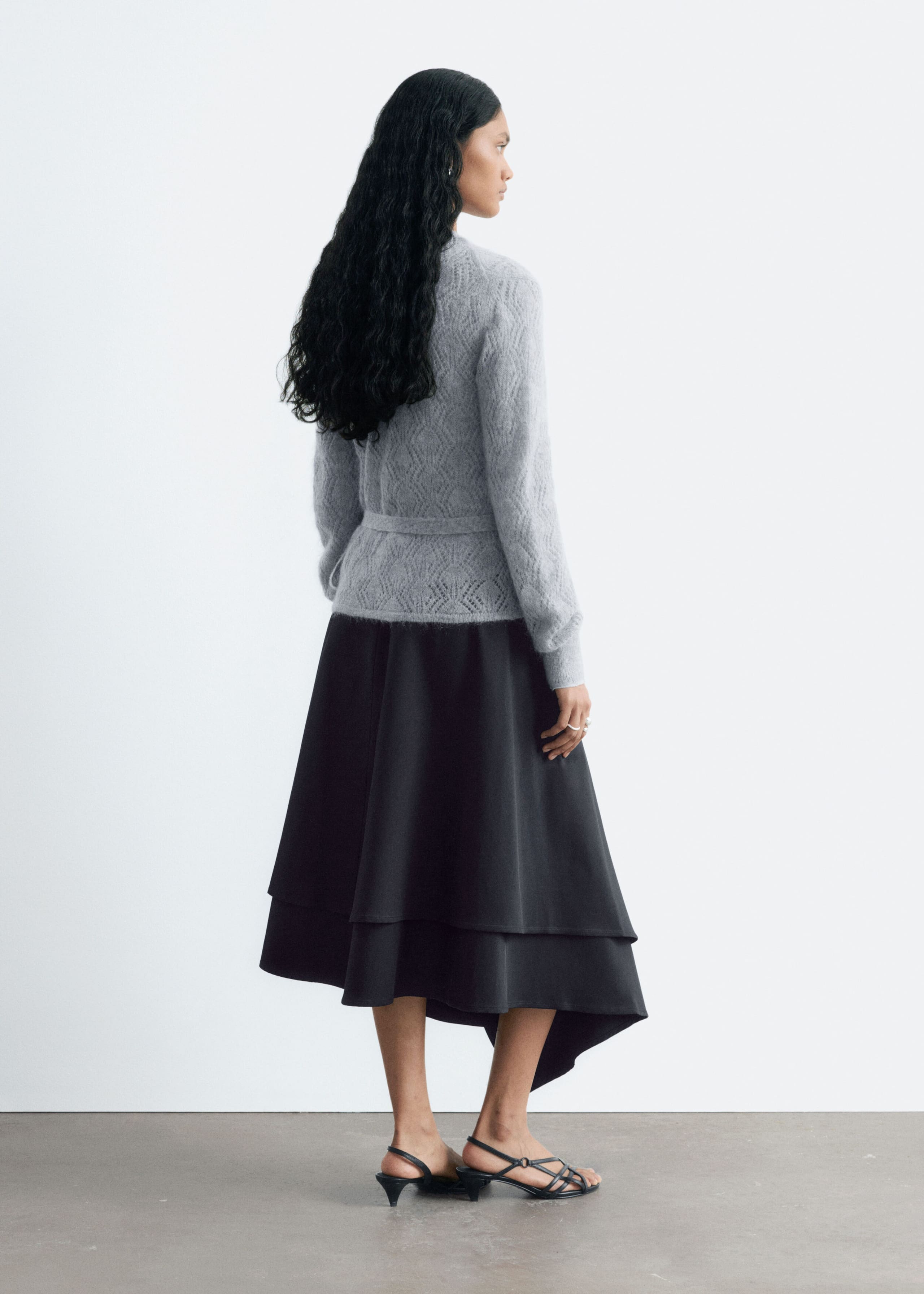 Mohair-Blend Pointelle Cardigan – Grå – lookbook