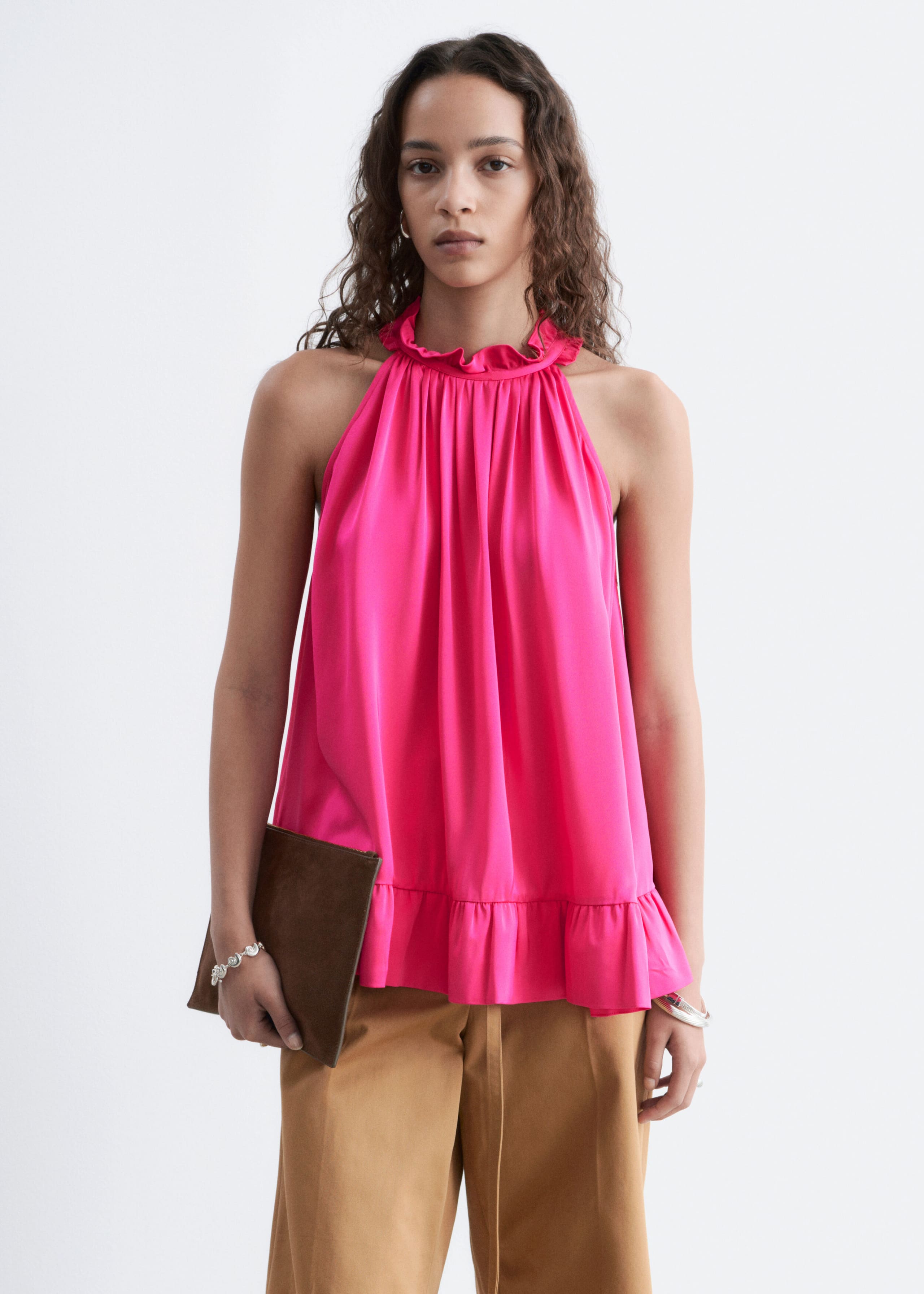 Frill-Detail Top - Bright Pink - Still Life