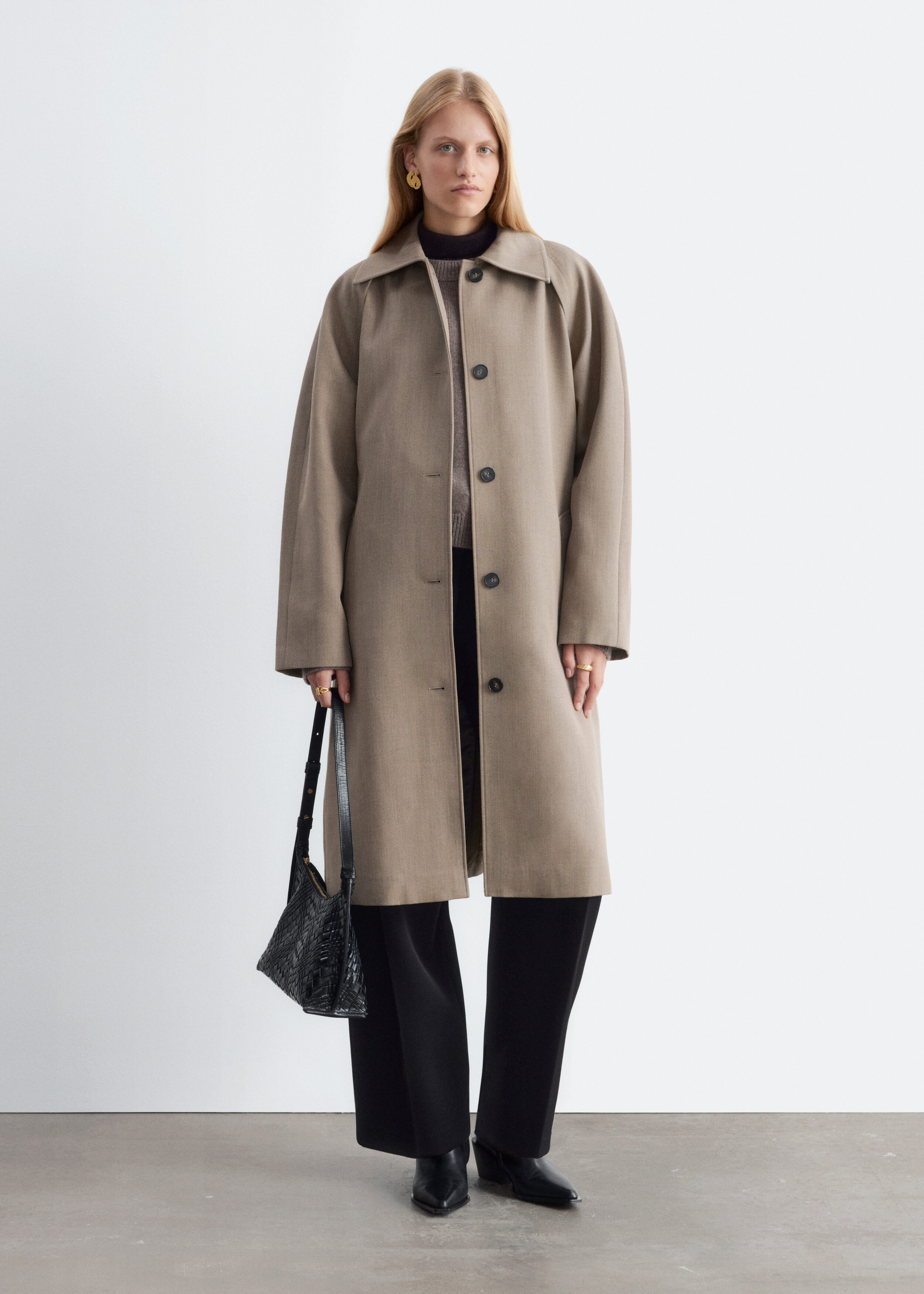 Tie-Belt Wool Trench Coat