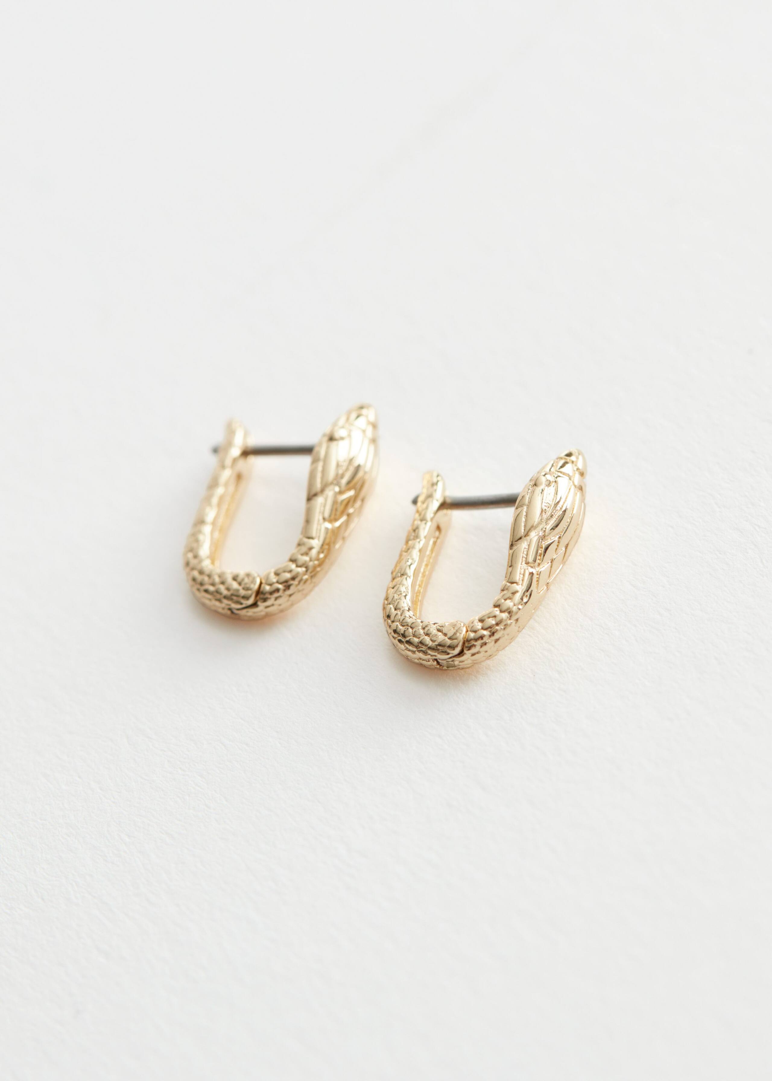 Crafted Snake Hoop Earrings - Gold-Coloured - Still Life