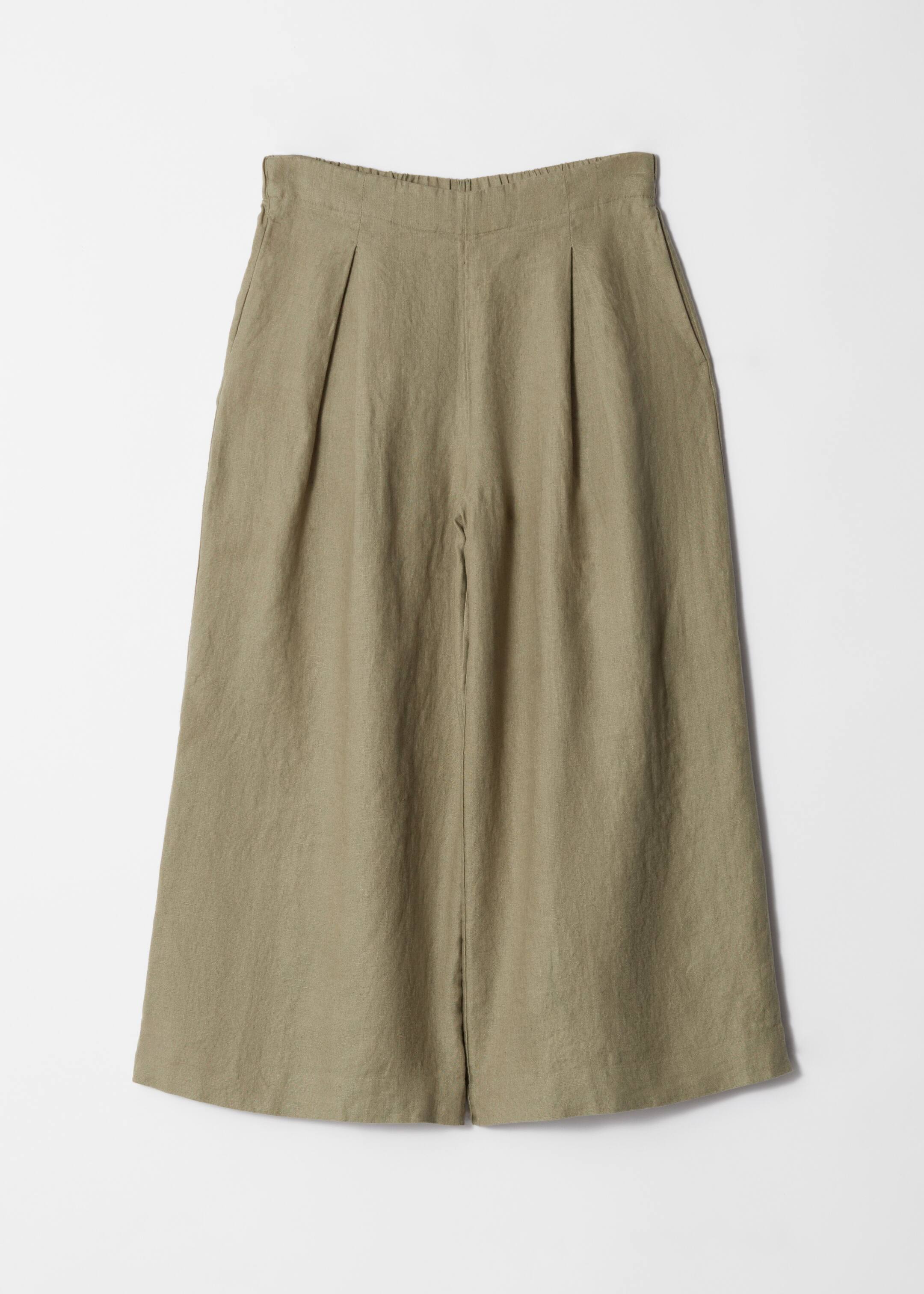 Ver imagen más grande: Pantalones palazzo de lino - Verde caqui - MUJER | H&M ES 4