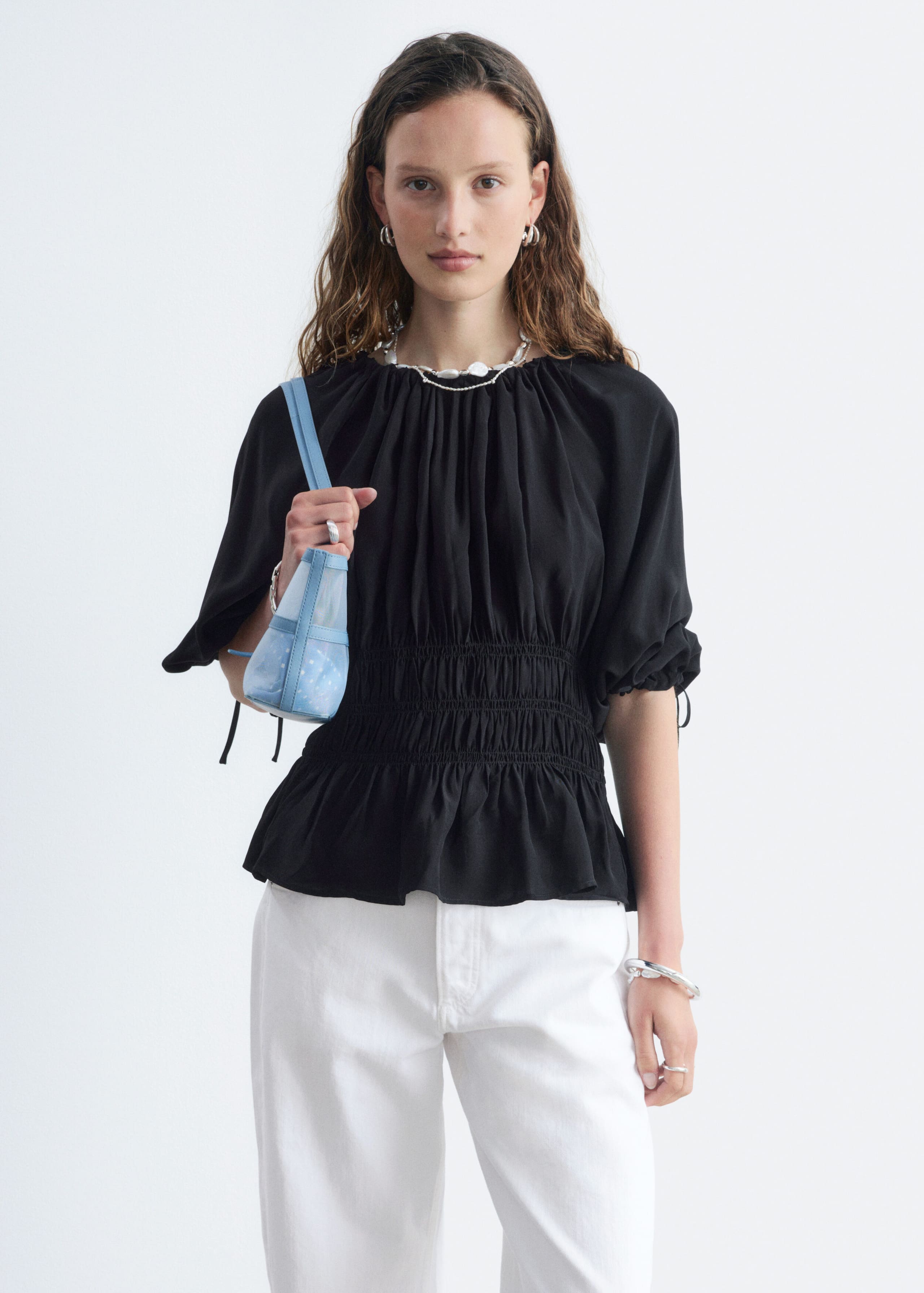 Smocked Blouse - Black - Still Life