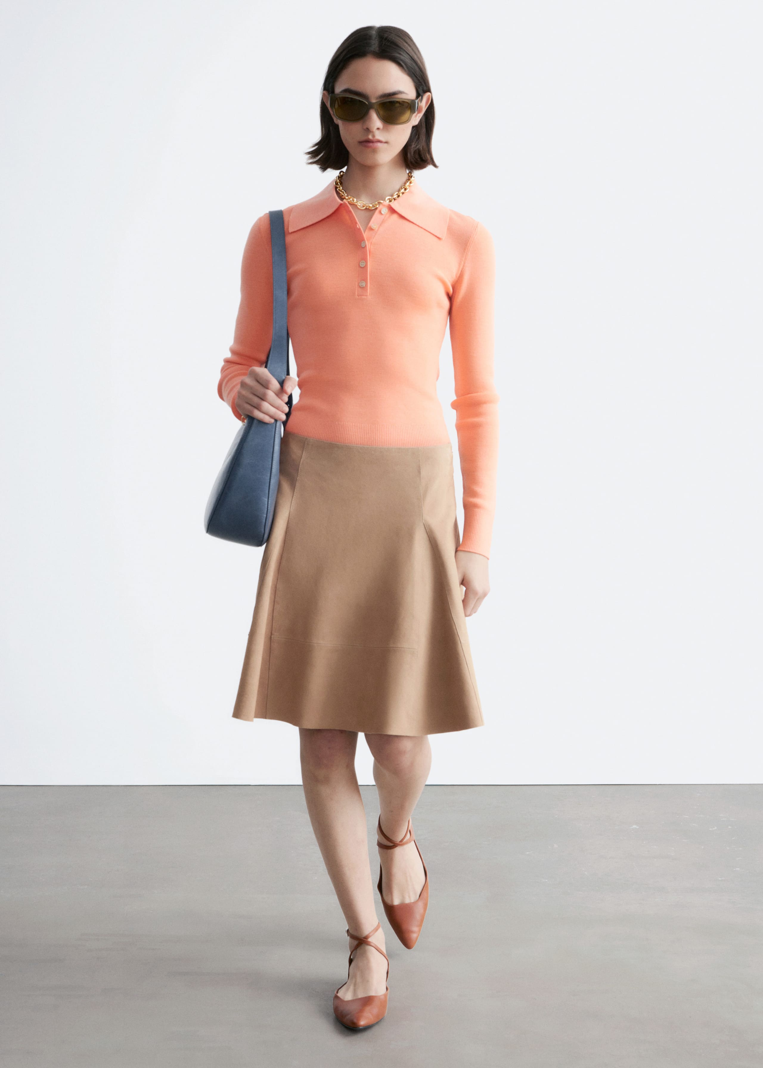 Image of Rib-Knit Merino Wool Polo Top