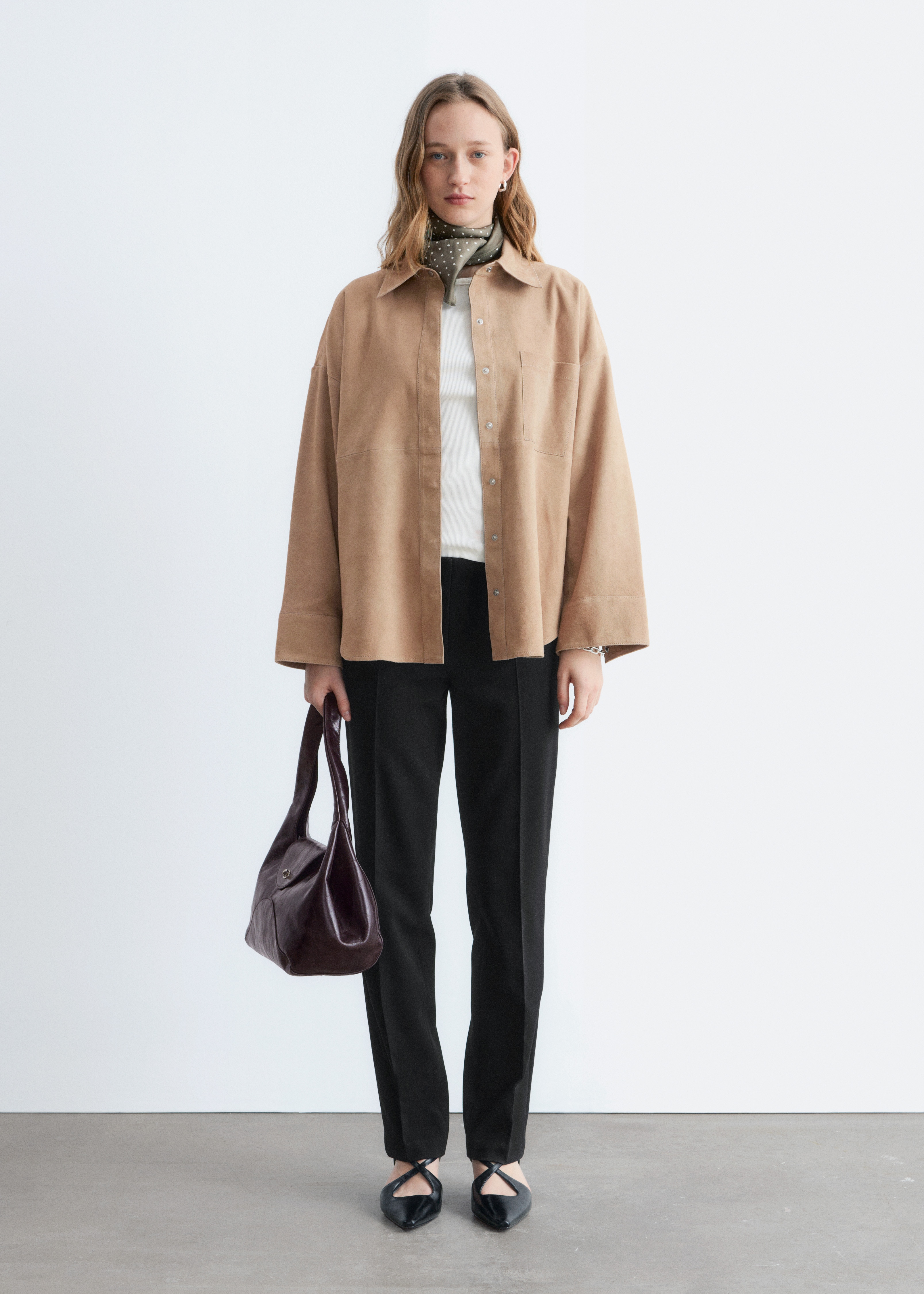 Habitbukser med pressefolder - Sort/Meleret greige