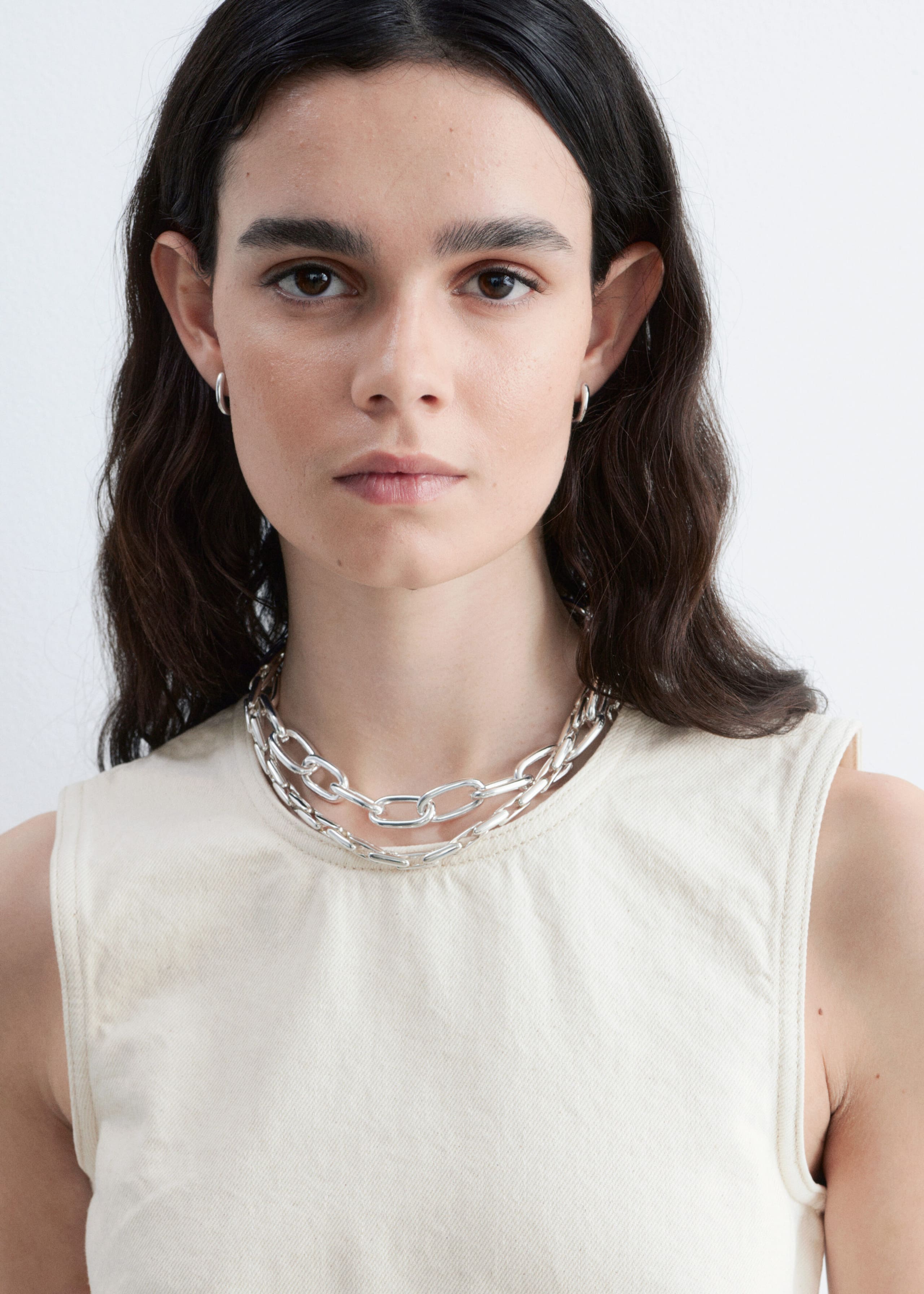 Raw-Edge Sleeveless Top - Ecru - Lookbook