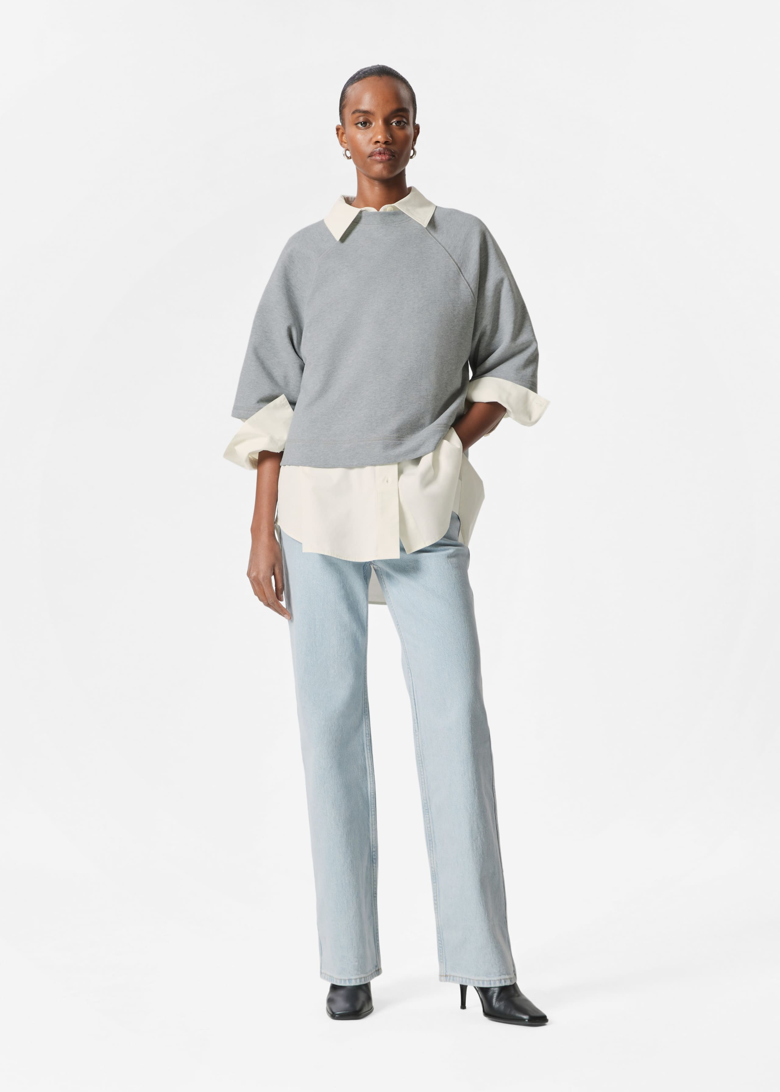 Jersey-Pullover - Grau meliert - Lookbook
