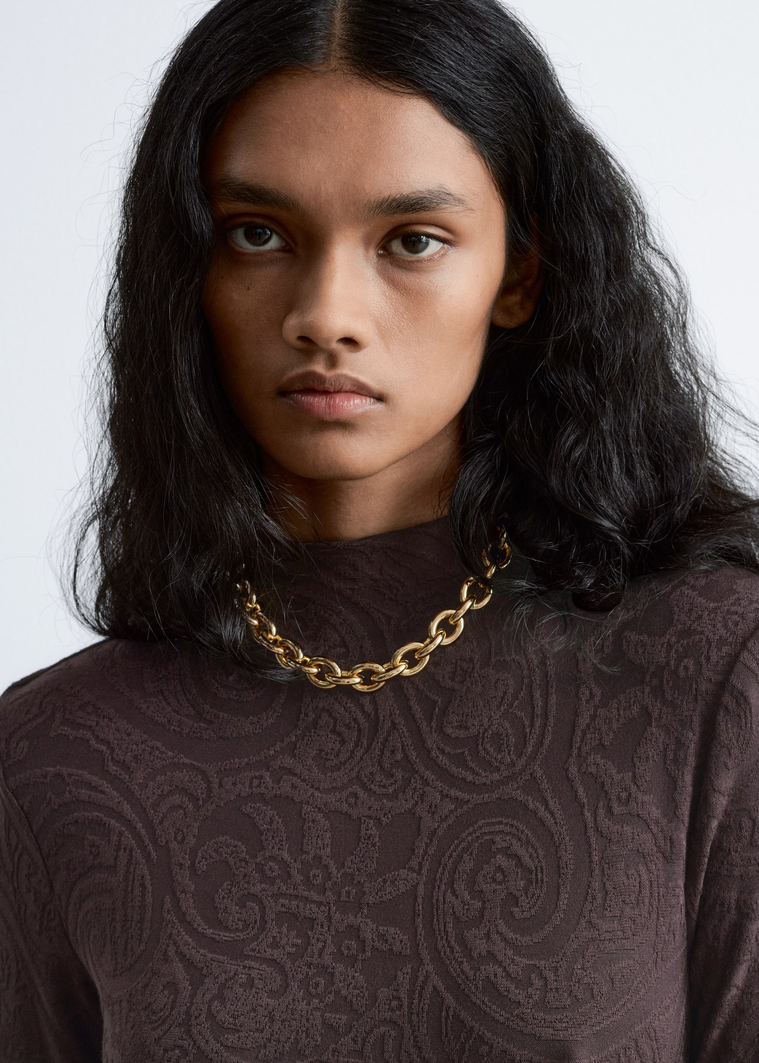 Jacquard Jersey Maxi Dress - Dark Brown Paisley - 5