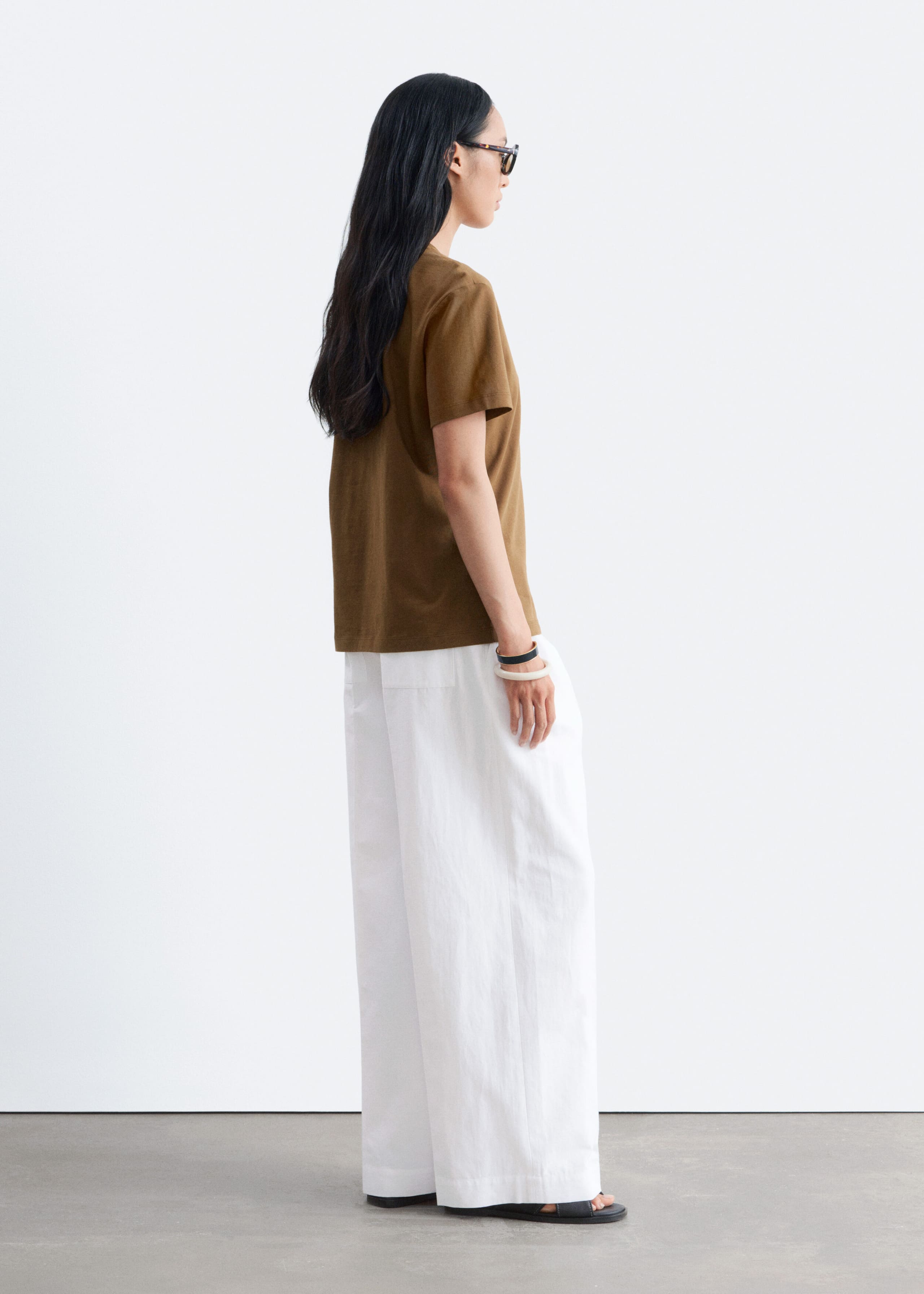Cotton Crew-Neck T-Shirt - Brown - Lookbook