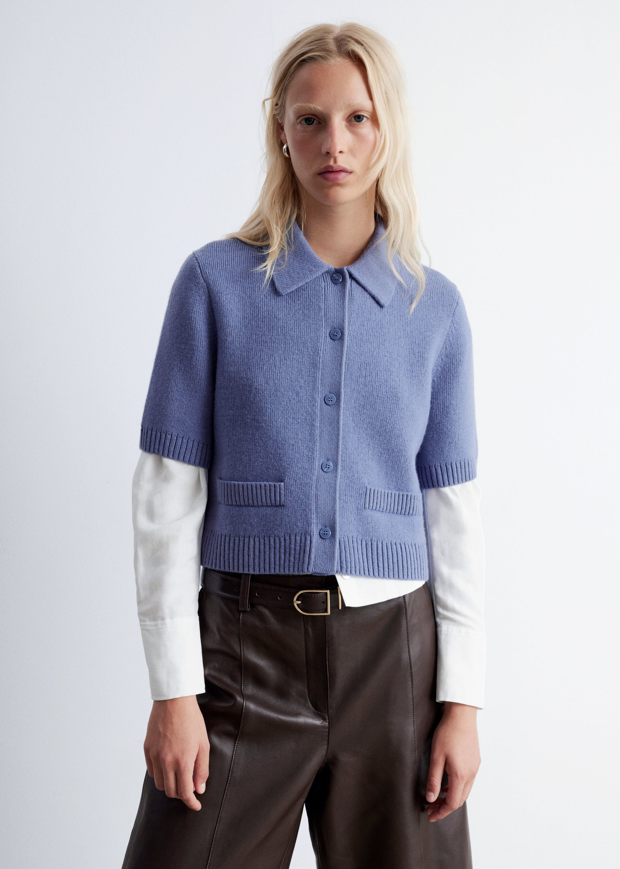 Ver imagen más grande: Cárdigan de punto de manga corta - Azul empolvado - MUJER | H&M ES 2