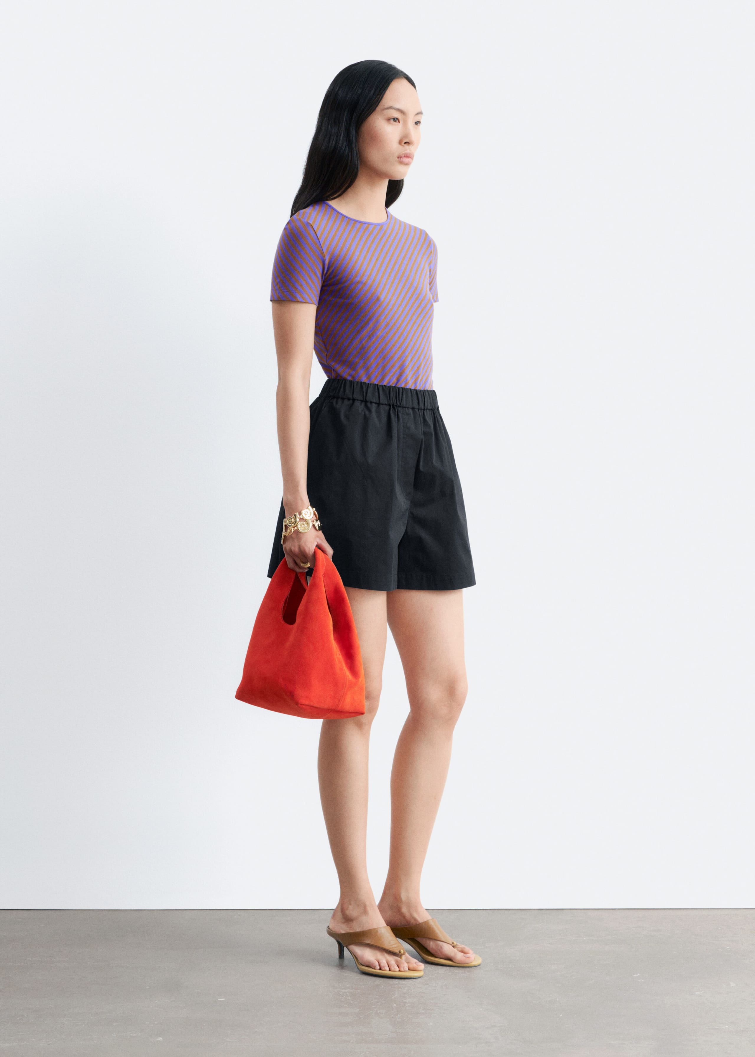 T-shirt imprimé et ajusté - Violet/Rayé - Lookbook