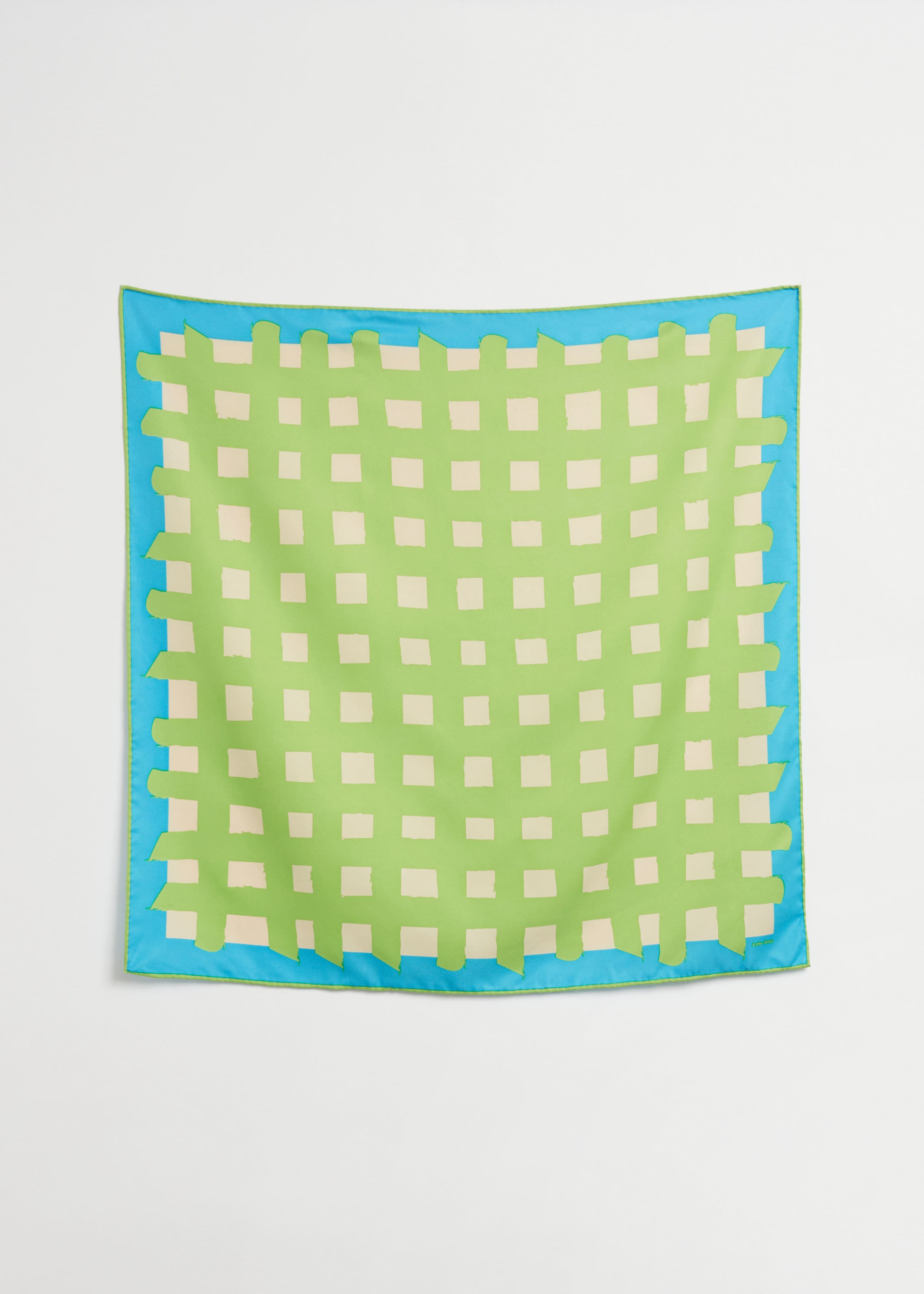 Brush Strokes Square Scarf - Lime/Sky blue - Still Life