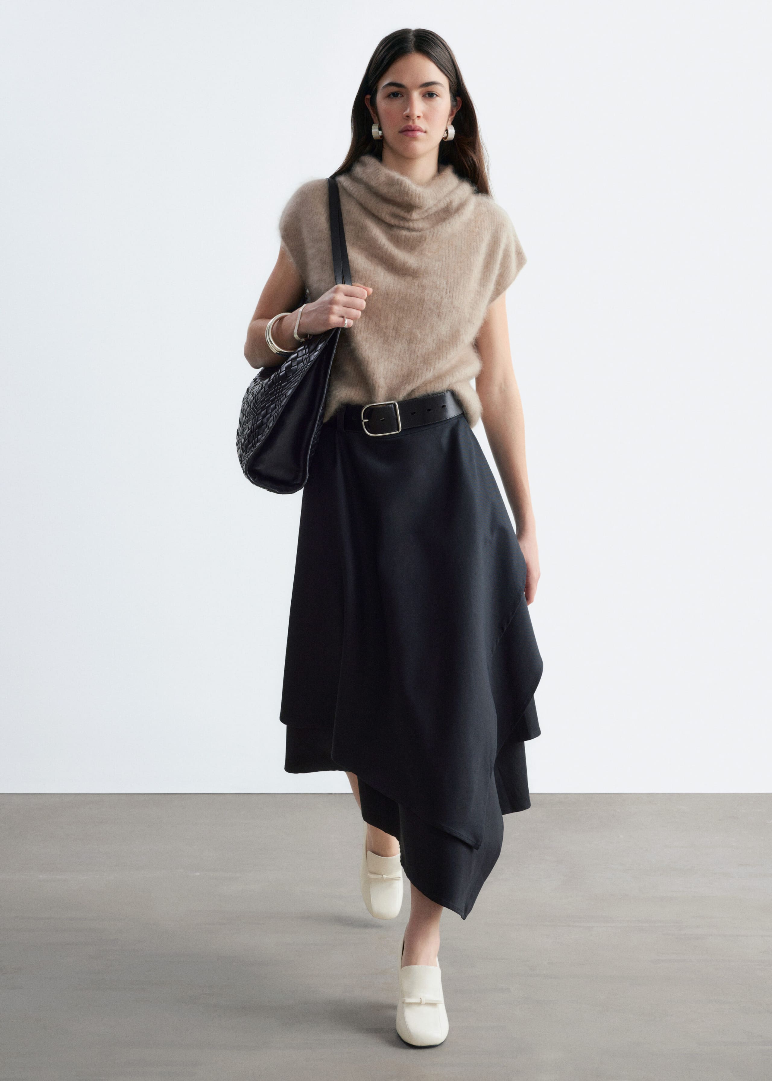 Cashmere Rib Mock Neck Top - Beige - Still Life