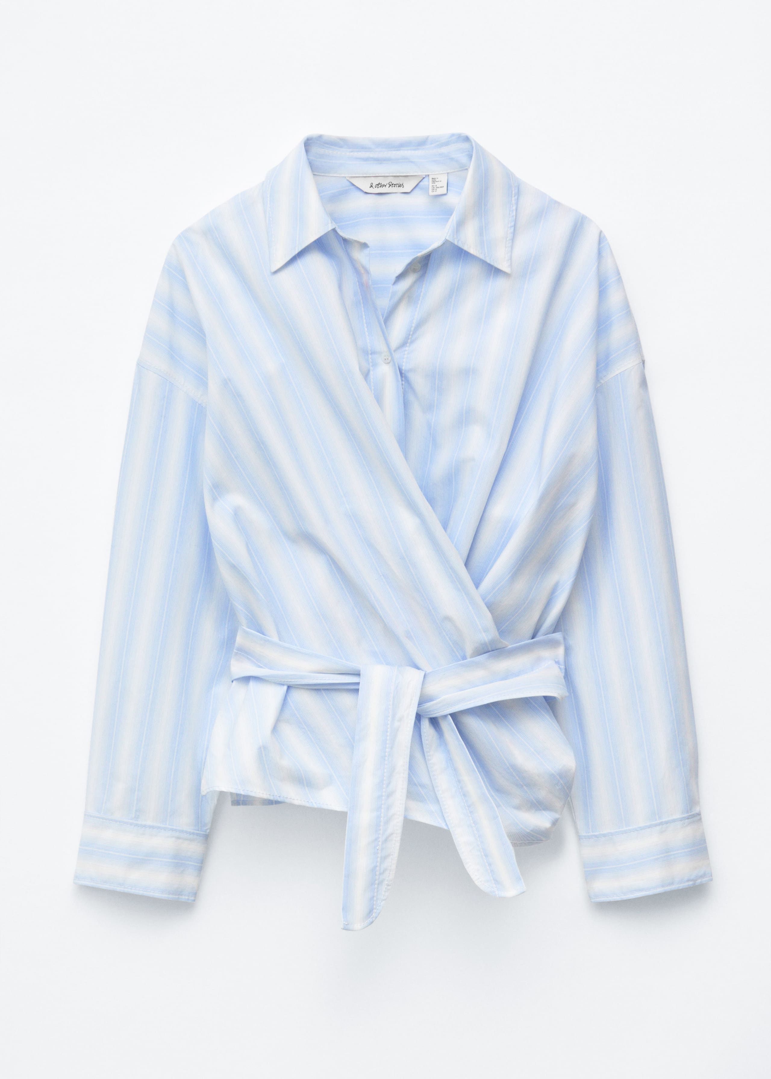 Tie-Waist Cotton Shirt - Blue/White Stripes - Still Life