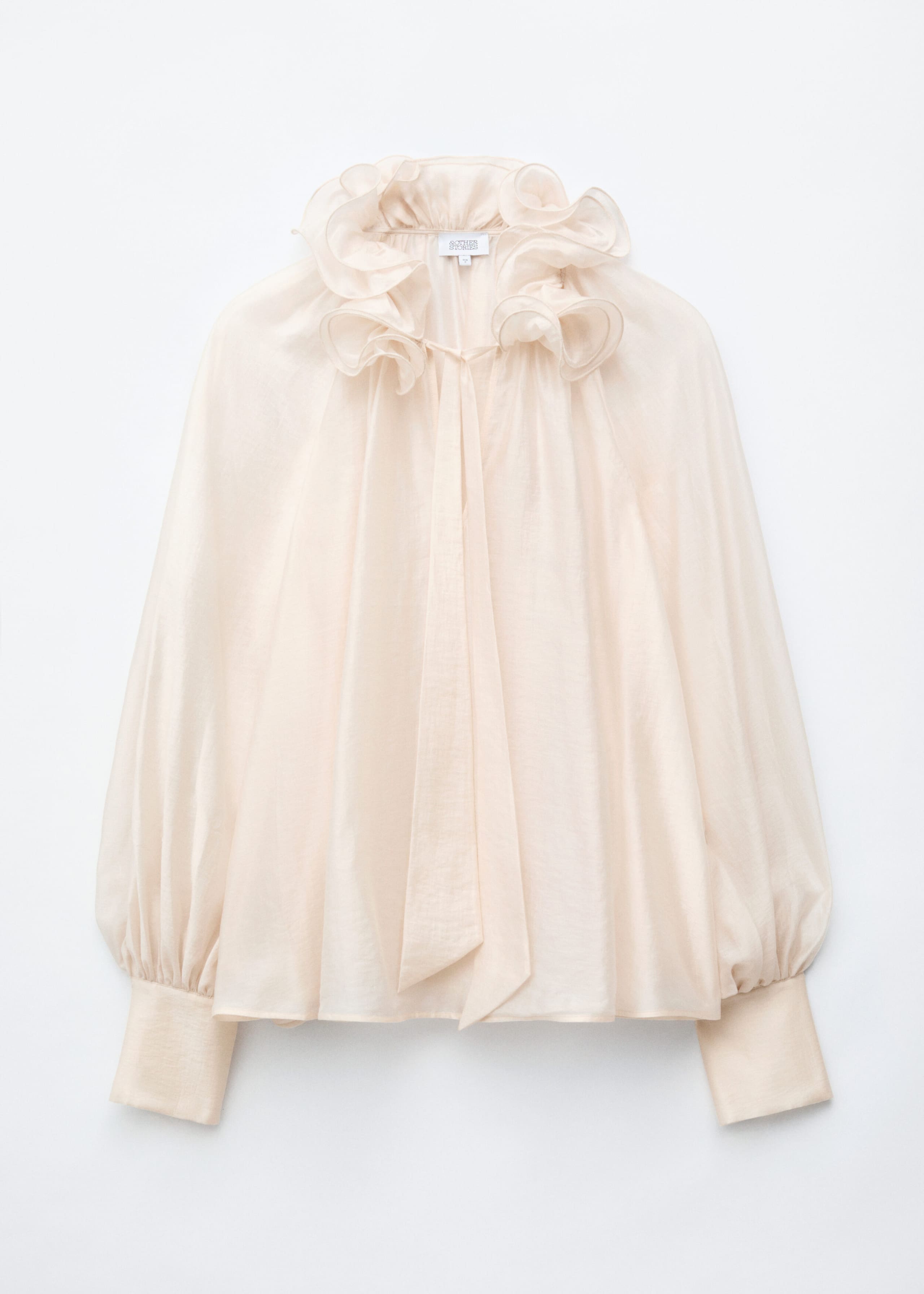 Ruffle Neck Voluminous Blouse - White - Still Life