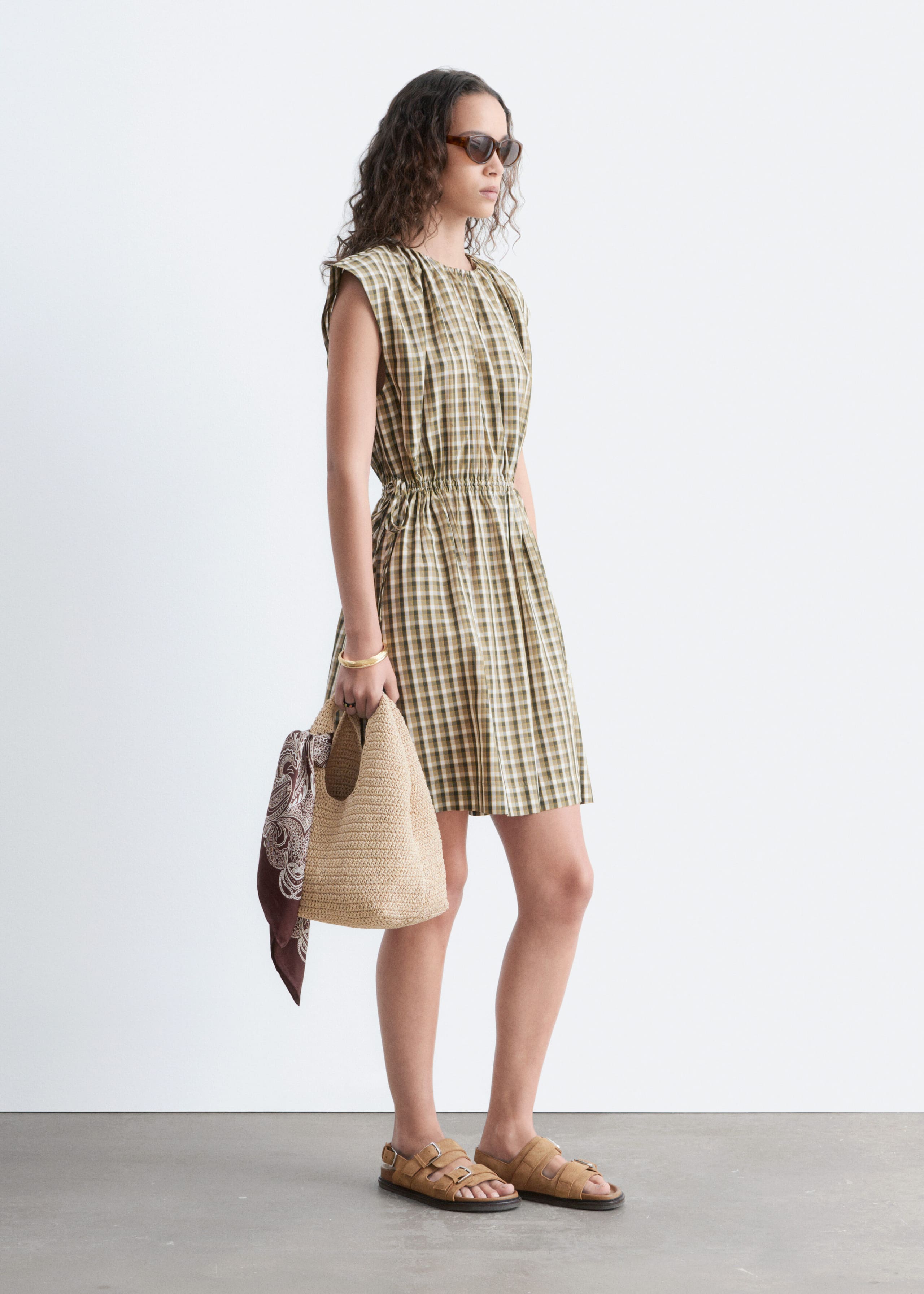 Drawstring Waist Sleeveless Dress - Hot Pink - Lookbook