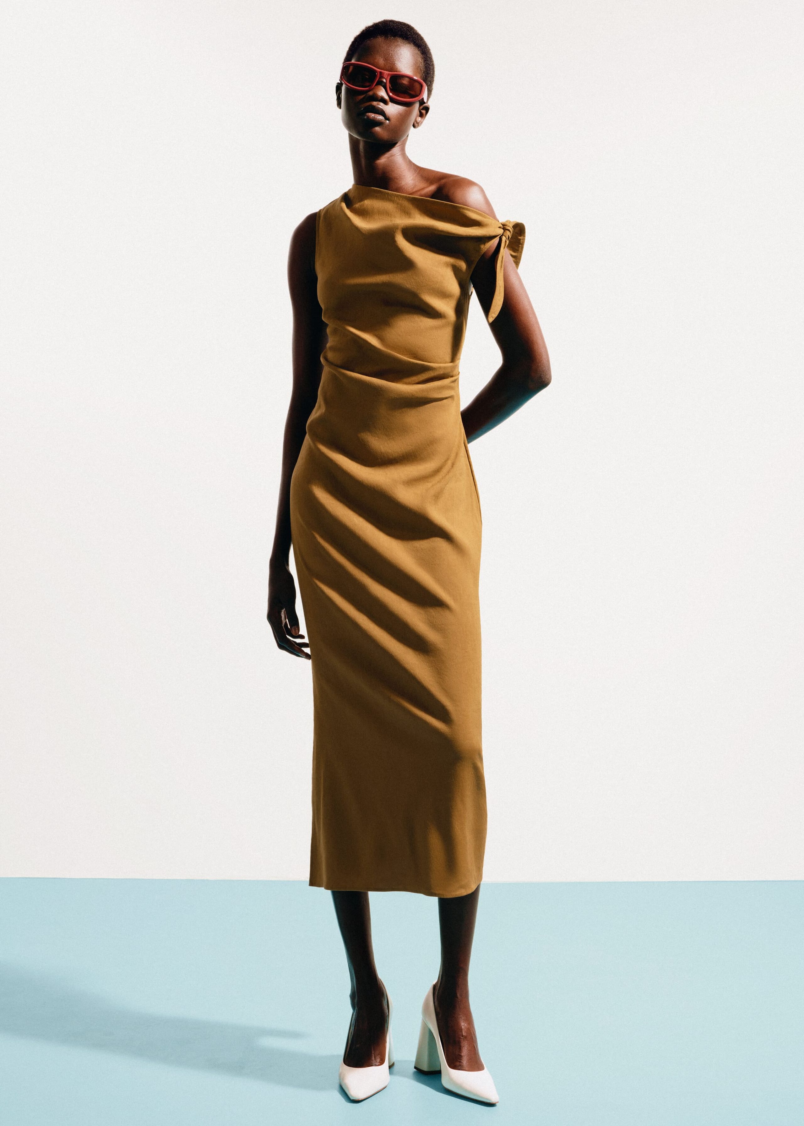 Asymmetric Midi Dress - Brown - Still Life