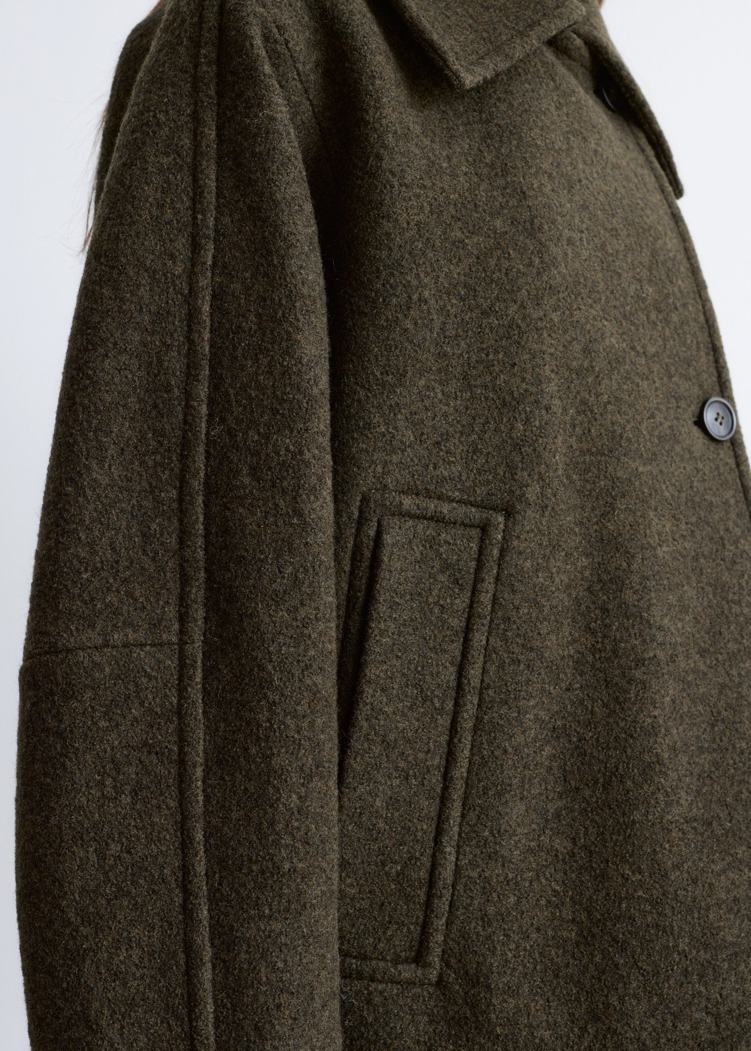 Oversized Wool Jacket - Dark Khaki Green - & Other Stories GB