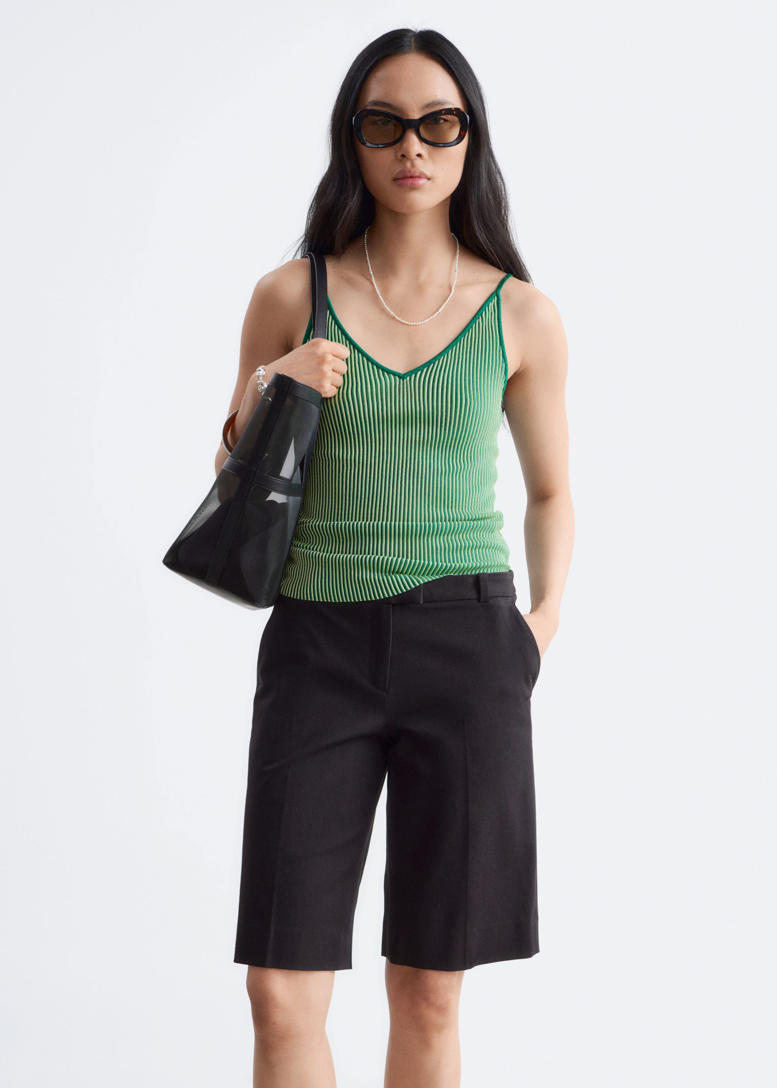 Image of Tailored Knee-Length Shorts