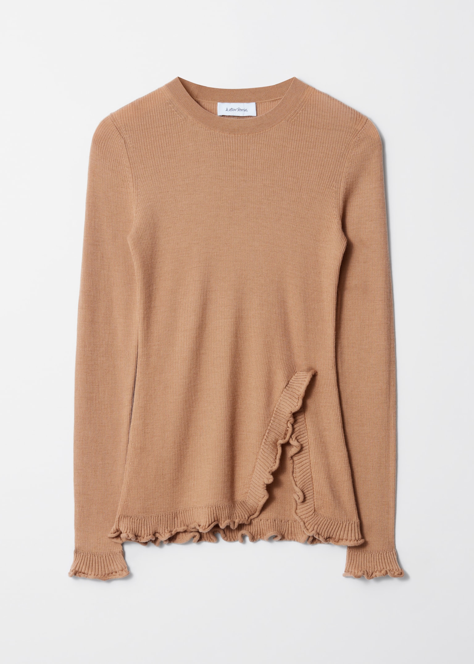 Top con abertura y volantes - Beige/Rosa claro/Rojo